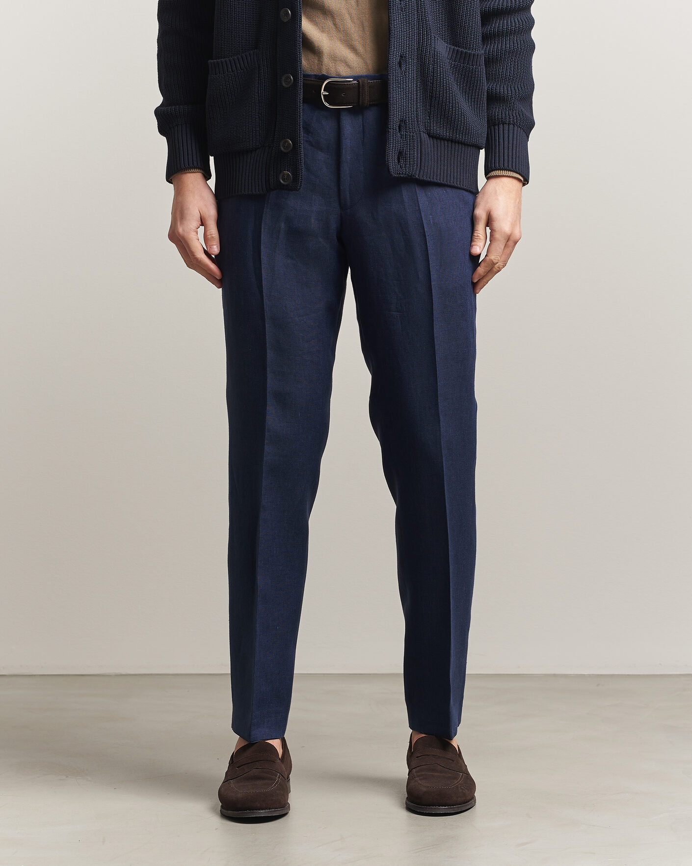 Uomini | Pantaloni | Oscar Jacobson | Dandy Linen Trousers Navy