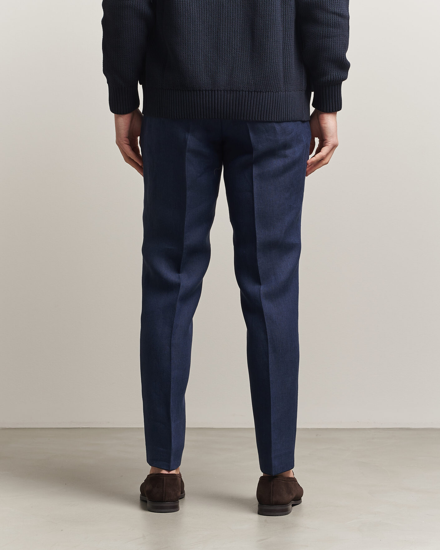 Uomini | Pantaloni | Oscar Jacobson | Dandy Linen Trousers Navy