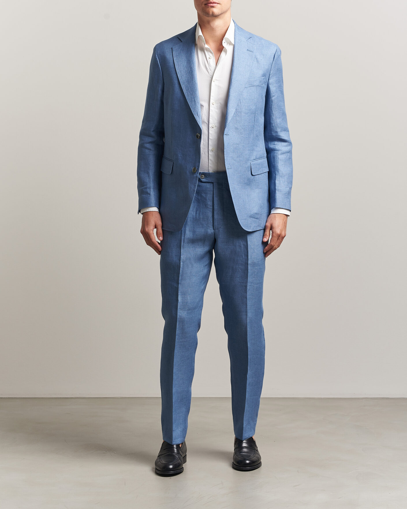 Uomini | Pantaloni | Oscar Jacobson | Dandy Linen Trousers Light Blue
