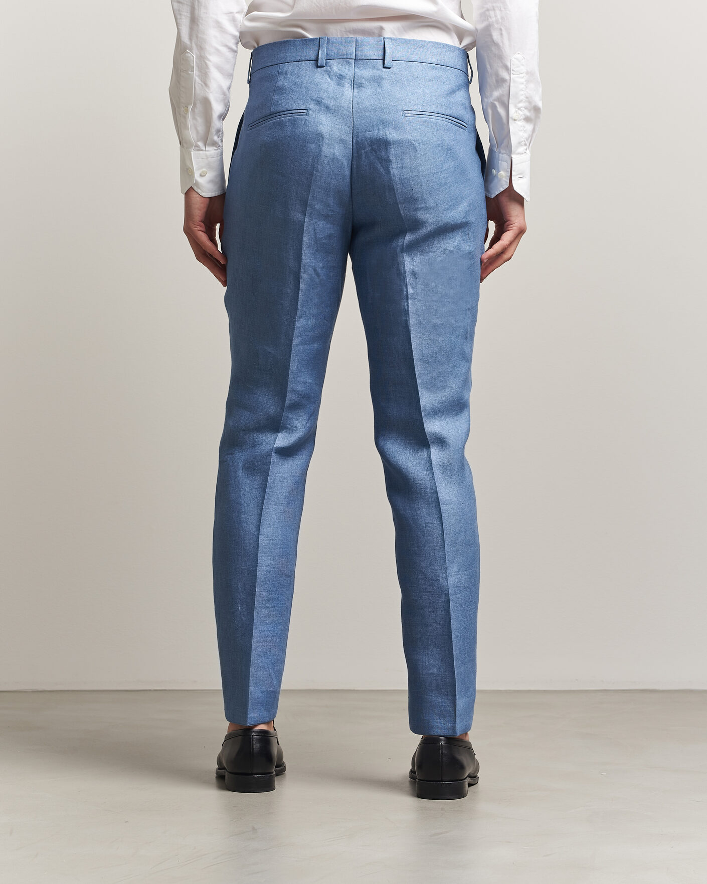 Uomini | Pantaloni | Oscar Jacobson | Dandy Linen Trousers Light Blue