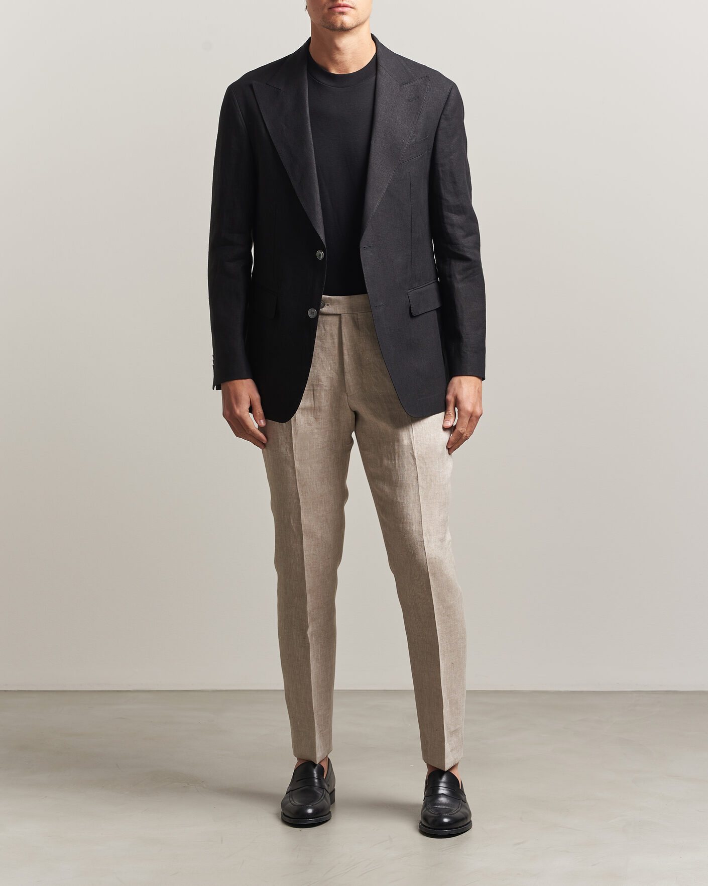 Uomini | Pantaloni | Oscar Jacobson | Dandy Linen Trousers Beige