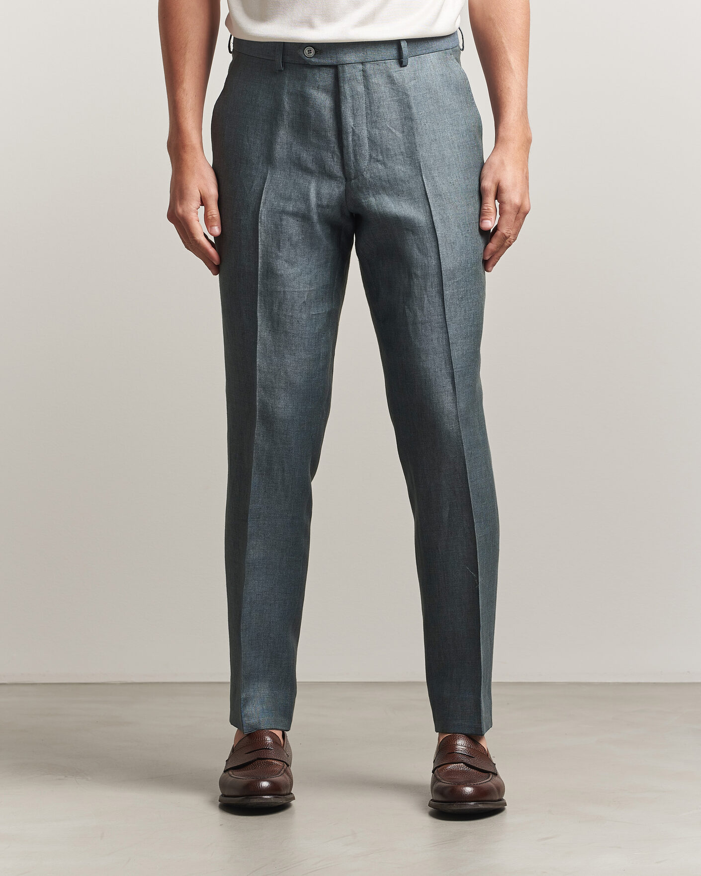 Uomini | Pantaloni | Oscar Jacobson | Dandy Linen Trousers Green