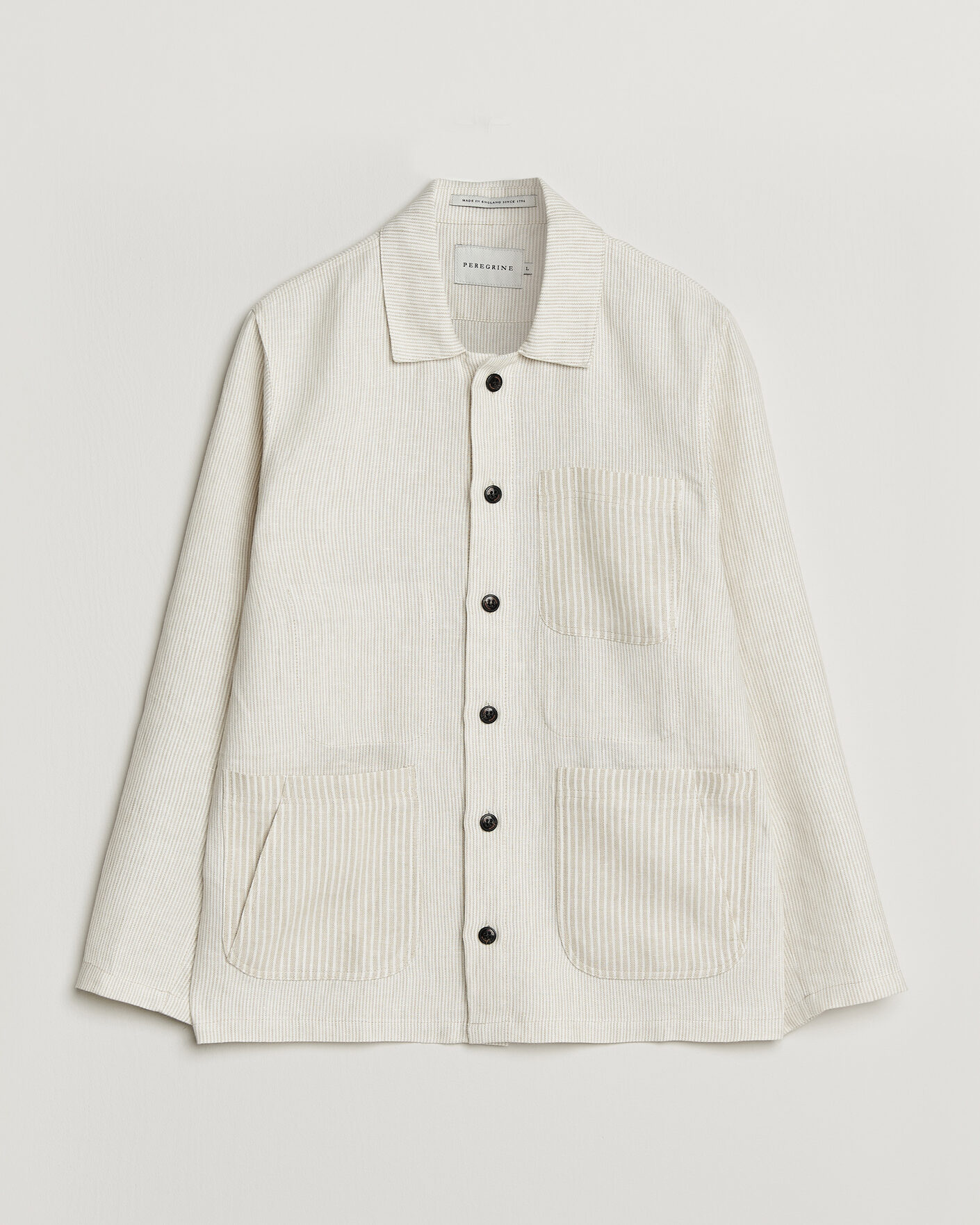 Uomini | Camicie | Peregrine | Windsor Linen Shacket Beige Stripe