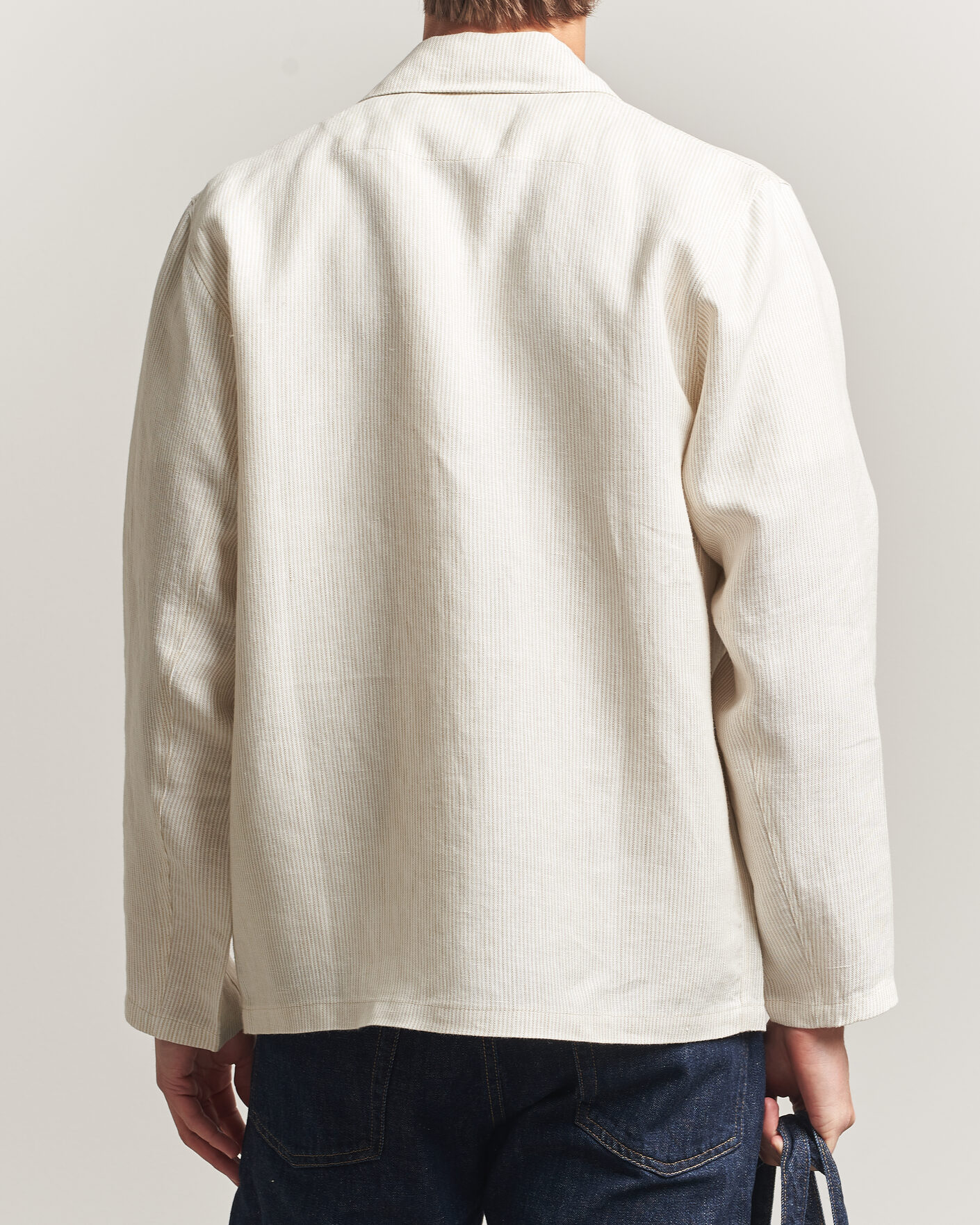 Uomini | Camicie | Peregrine | Windsor Linen Shacket Beige Stripe