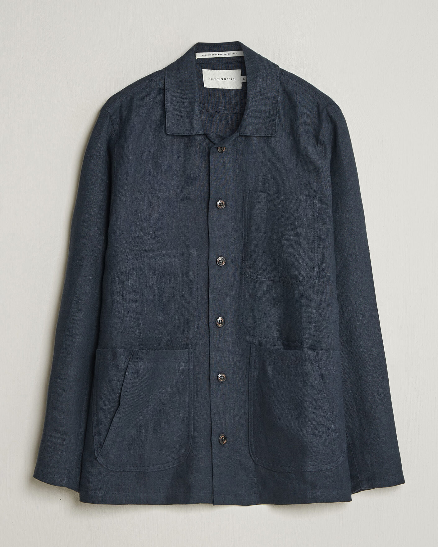 Uomini | Camicie | Peregrine | Windsor Linen Shacket Navy Stripe