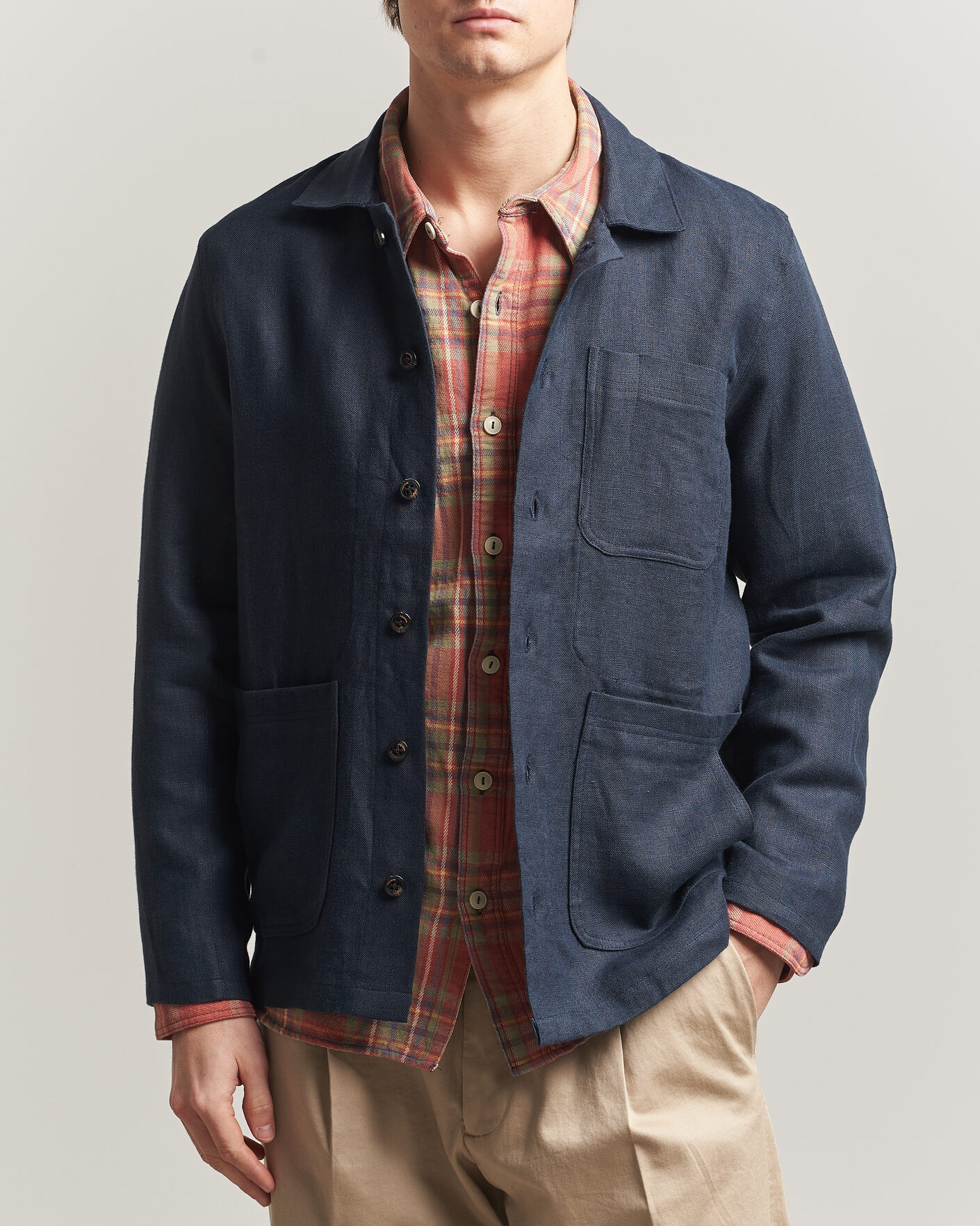 Uomini | Camicie | Peregrine | Windsor Linen Shacket Navy