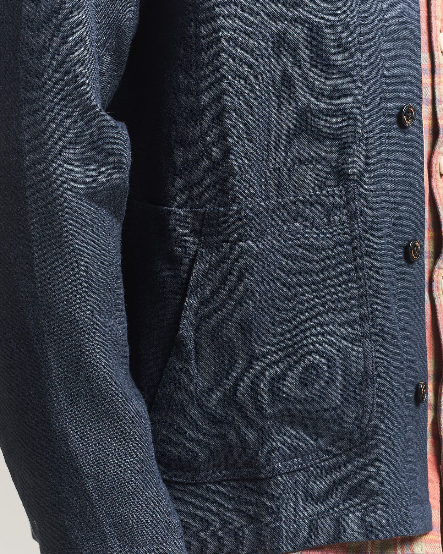 Uomini | Camicie | Peregrine | Windsor Linen Shacket Navy Stripe