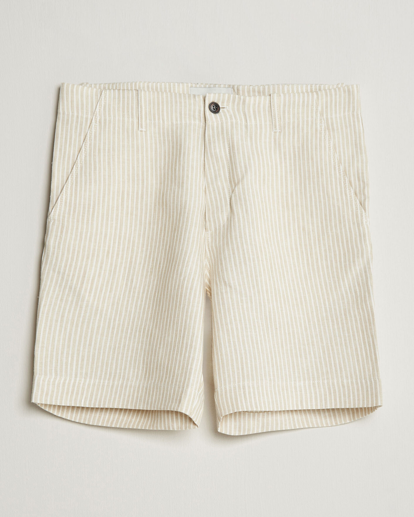 Uomini | Camicie | Peregrine | Windsor Linen Shorts Beige Stripe