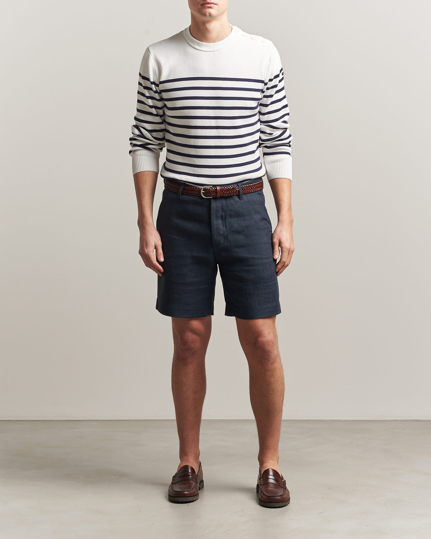 Uomini | Pantaloncini | Peregrine | Windsor Linen Shorts Navy Stripe