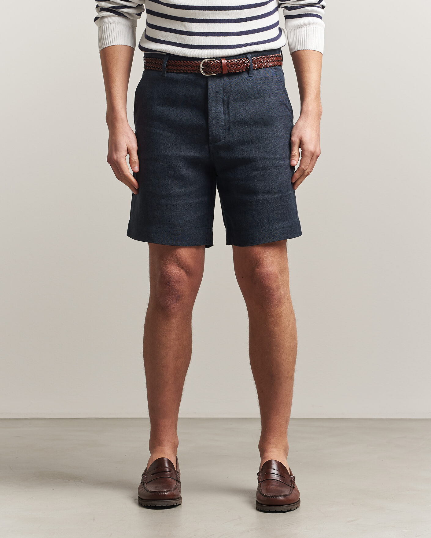 Uomini | Pantaloncini | Peregrine | Windsor Linen Shorts Navy Stripe