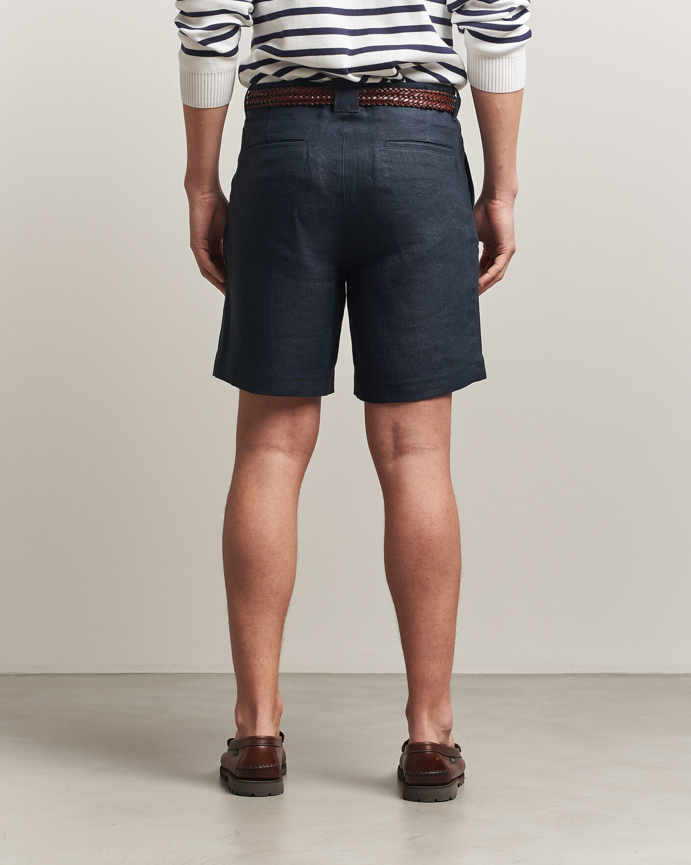 Uomini | Pantaloncini | Peregrine | Windsor Linen Shorts Navy Stripe