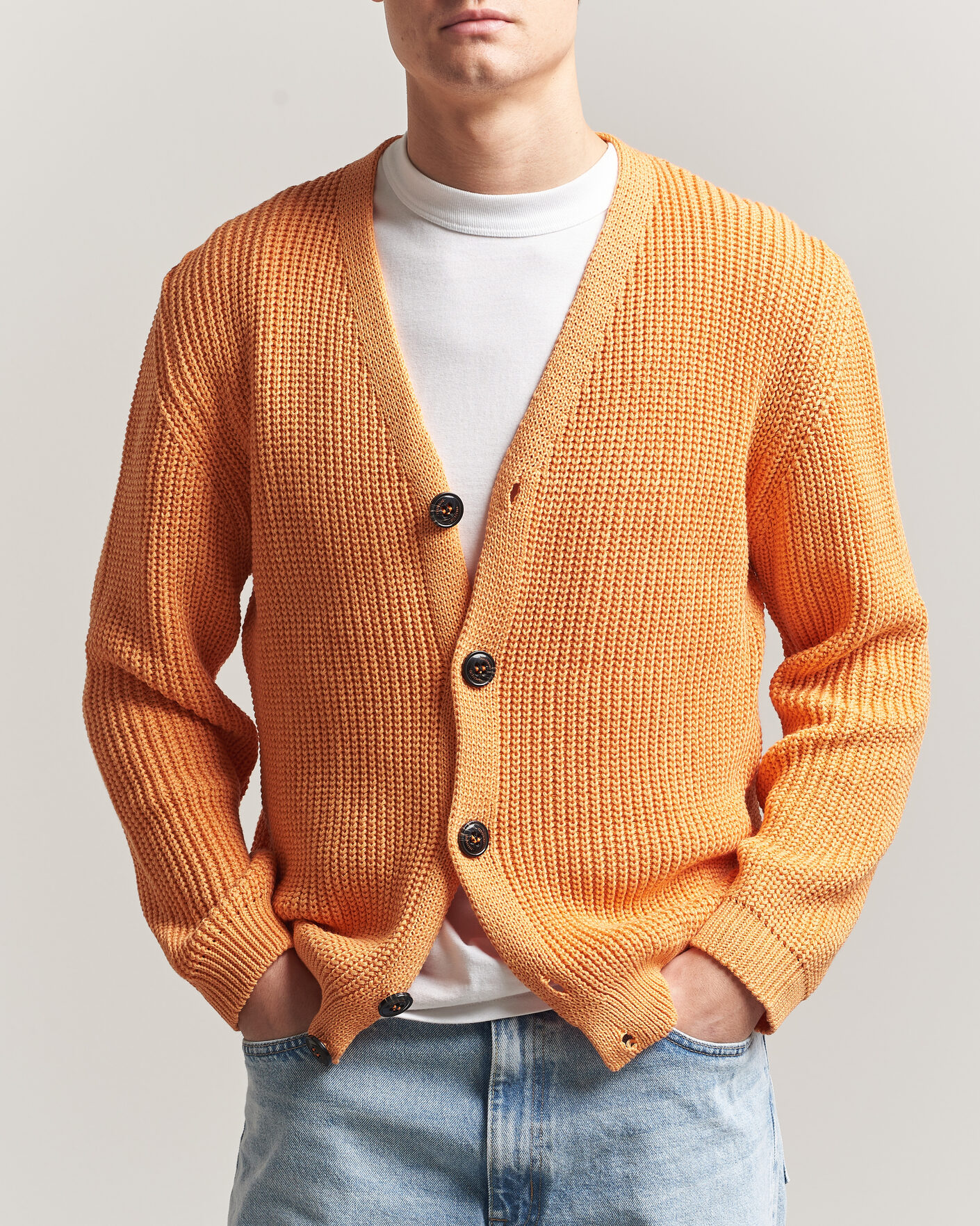 Uomini | Maglieria | Peregrine | River Cotton Cardigan Apricot