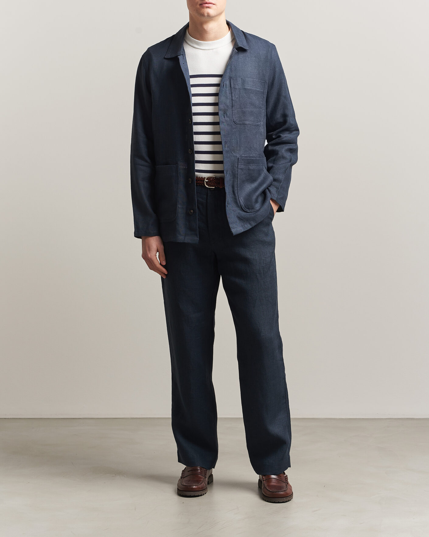 Uomini | Pantaloni | Peregrine | Windsor Linen Trousers Navy