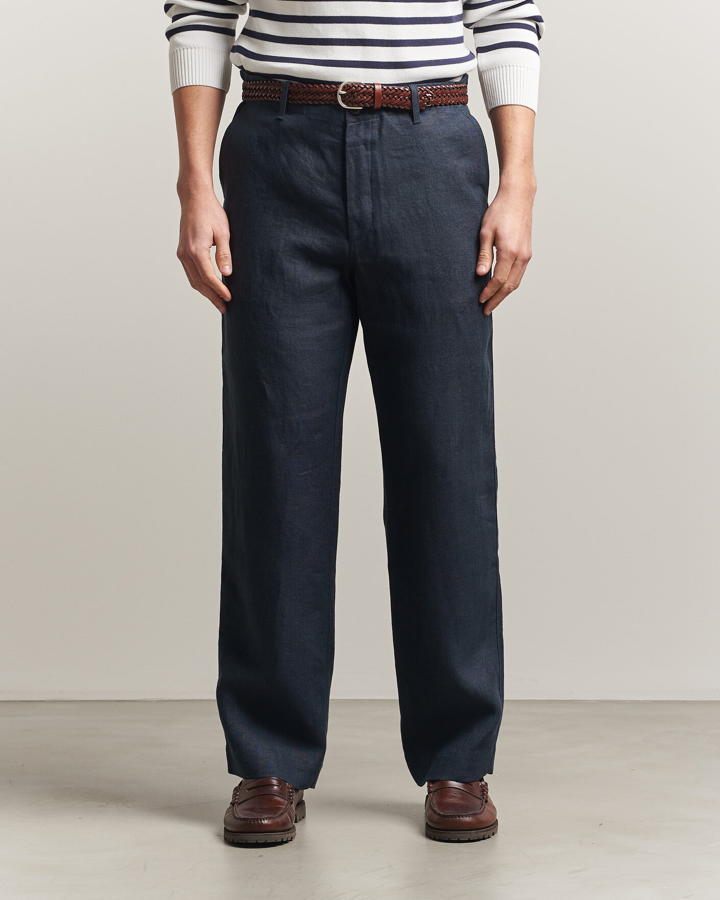 Uomini | Pantaloni | Peregrine | Windsor Linen Trousers Navy