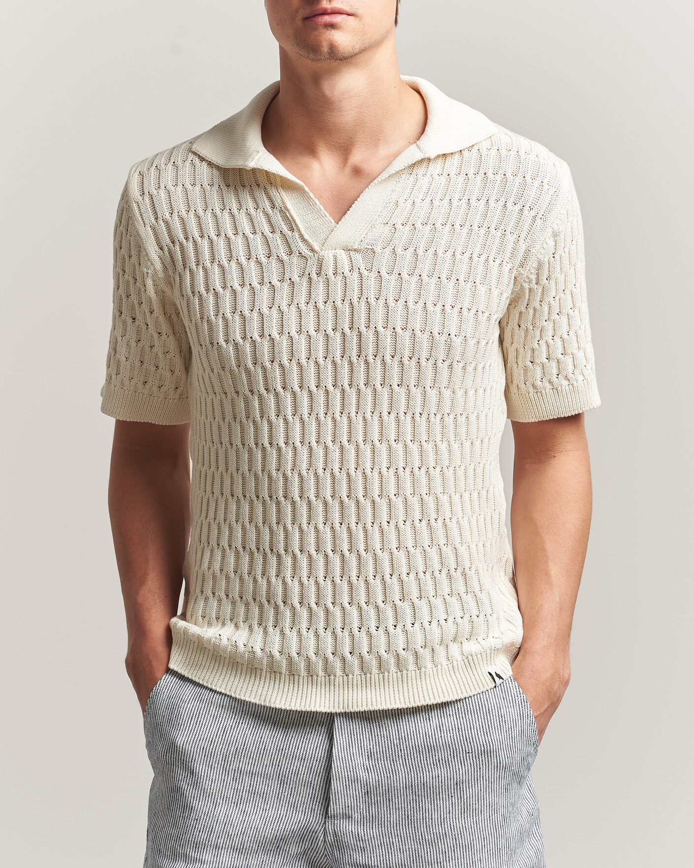 Uomini | Polo | Peregrine | Cove Knitted Cotton Polo Shirt White