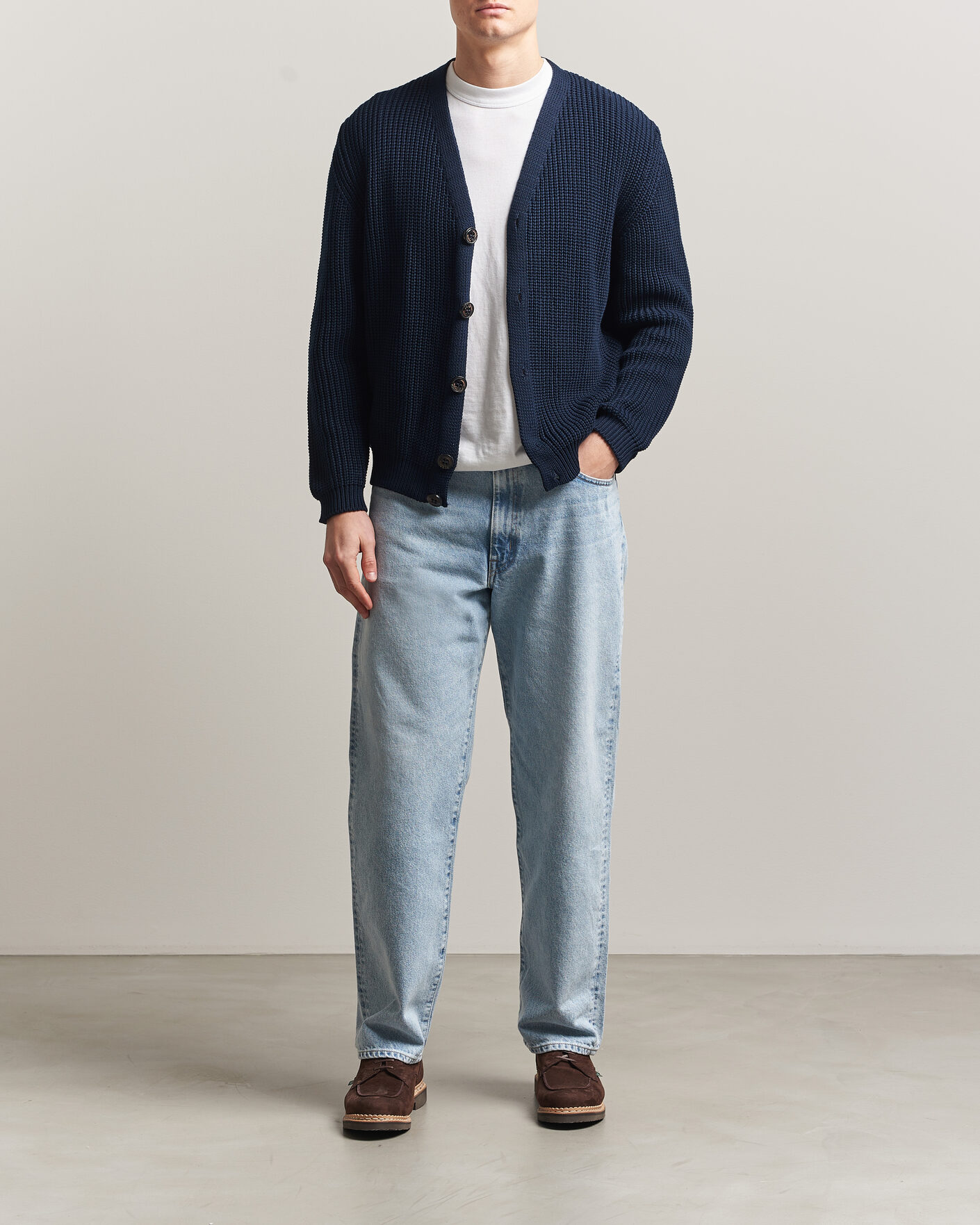 Uomini | Maglieria | Peregrine | River Cotton Cardigan Navy