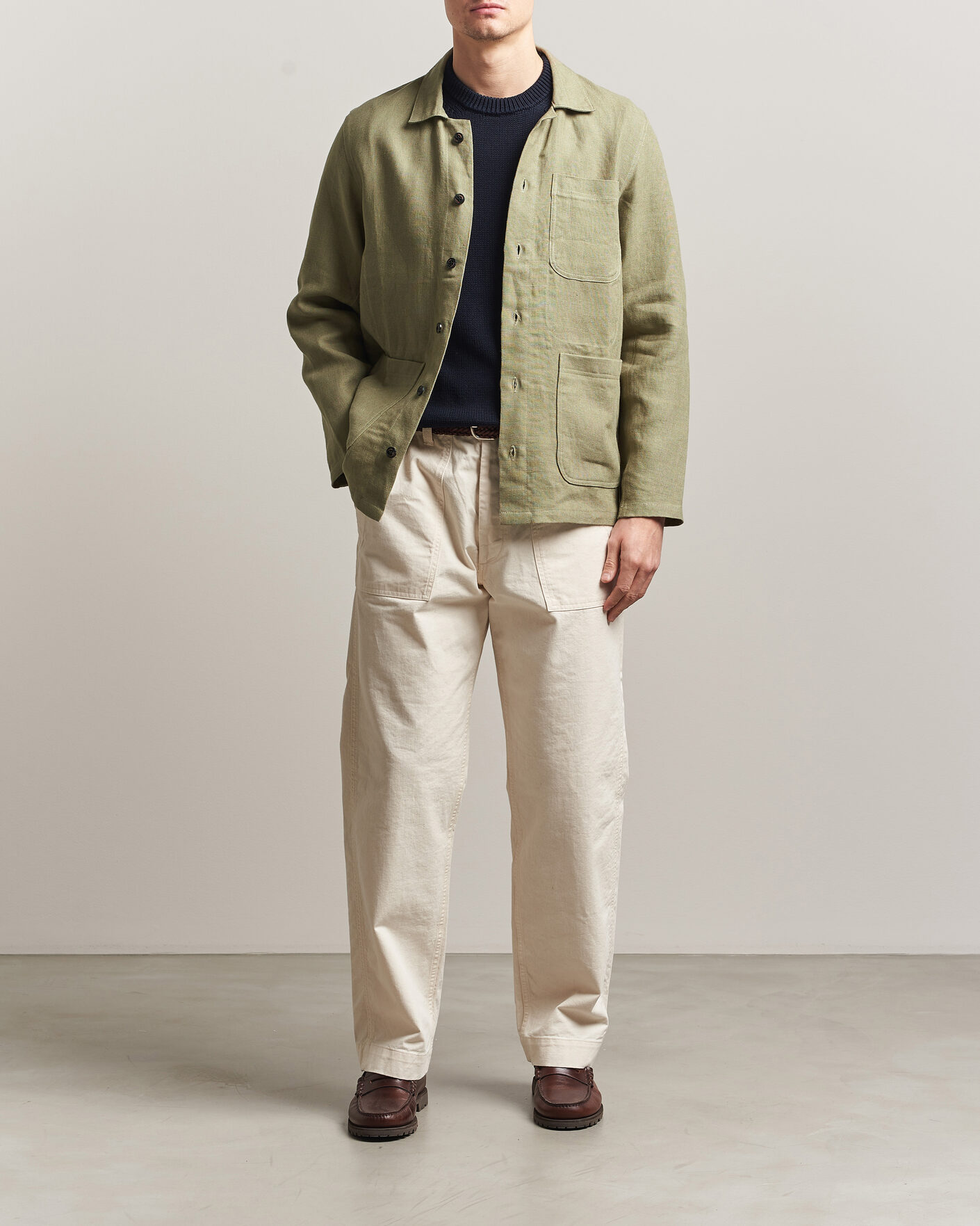 Uomini | Camicie | Peregrine | Windsor Linen Shacket Khaki