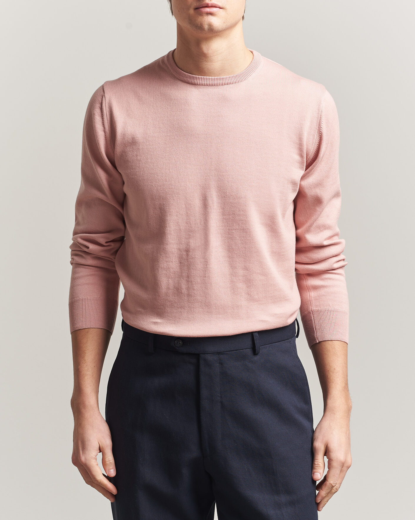 Uomini | Maglieria | Morgano | Supersoft Egyptian Cotton Crew Neck Soft Pink
