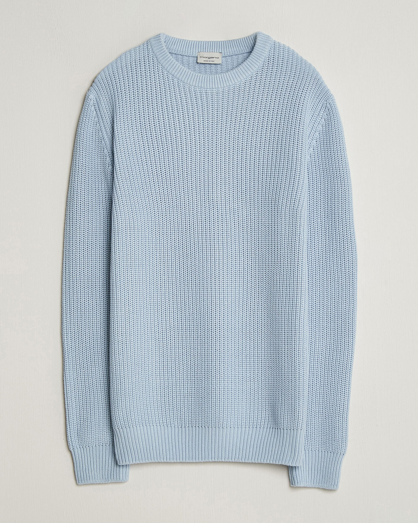 Uomini | Maglieria | Morgano | Supersoft Egyptian Cotton Fisher Man Crew Light Blue