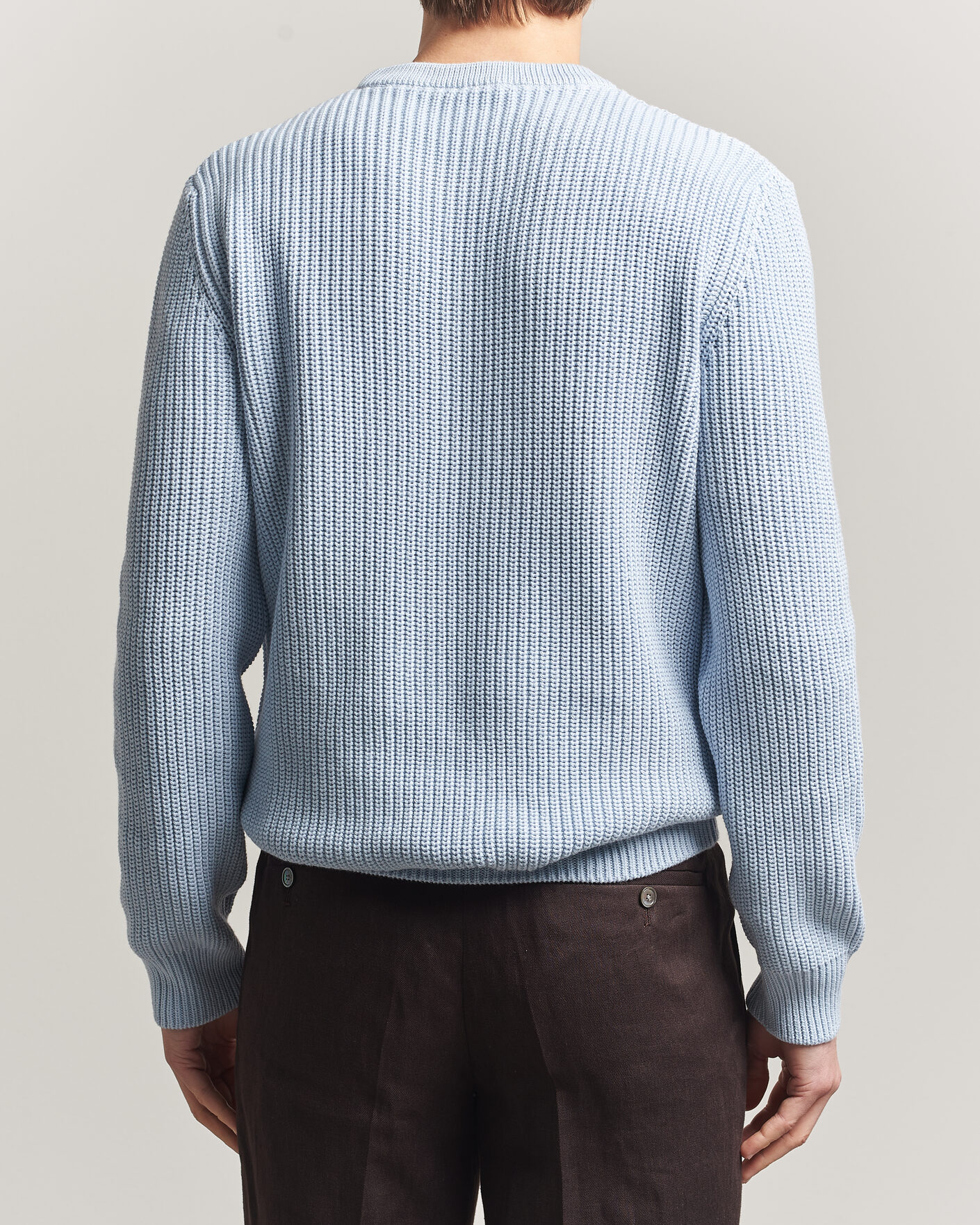 Uomini | Maglieria | Morgano | Supersoft Egyptian Cotton Fisher Man Crew Light Blue