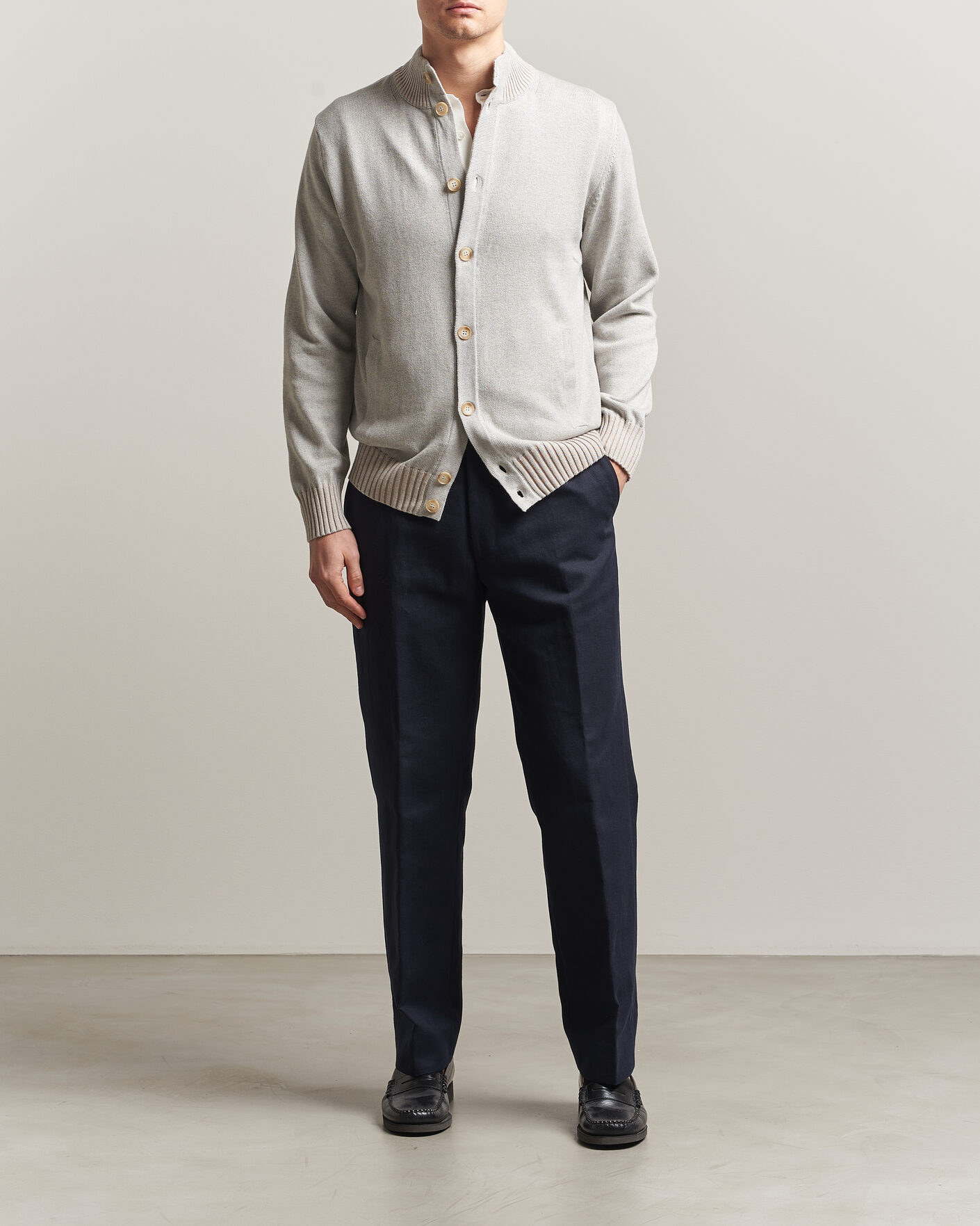 Uomini | Maglieria | Morgano | Cotton/Cashmere Knitted Cardigan Light Grey