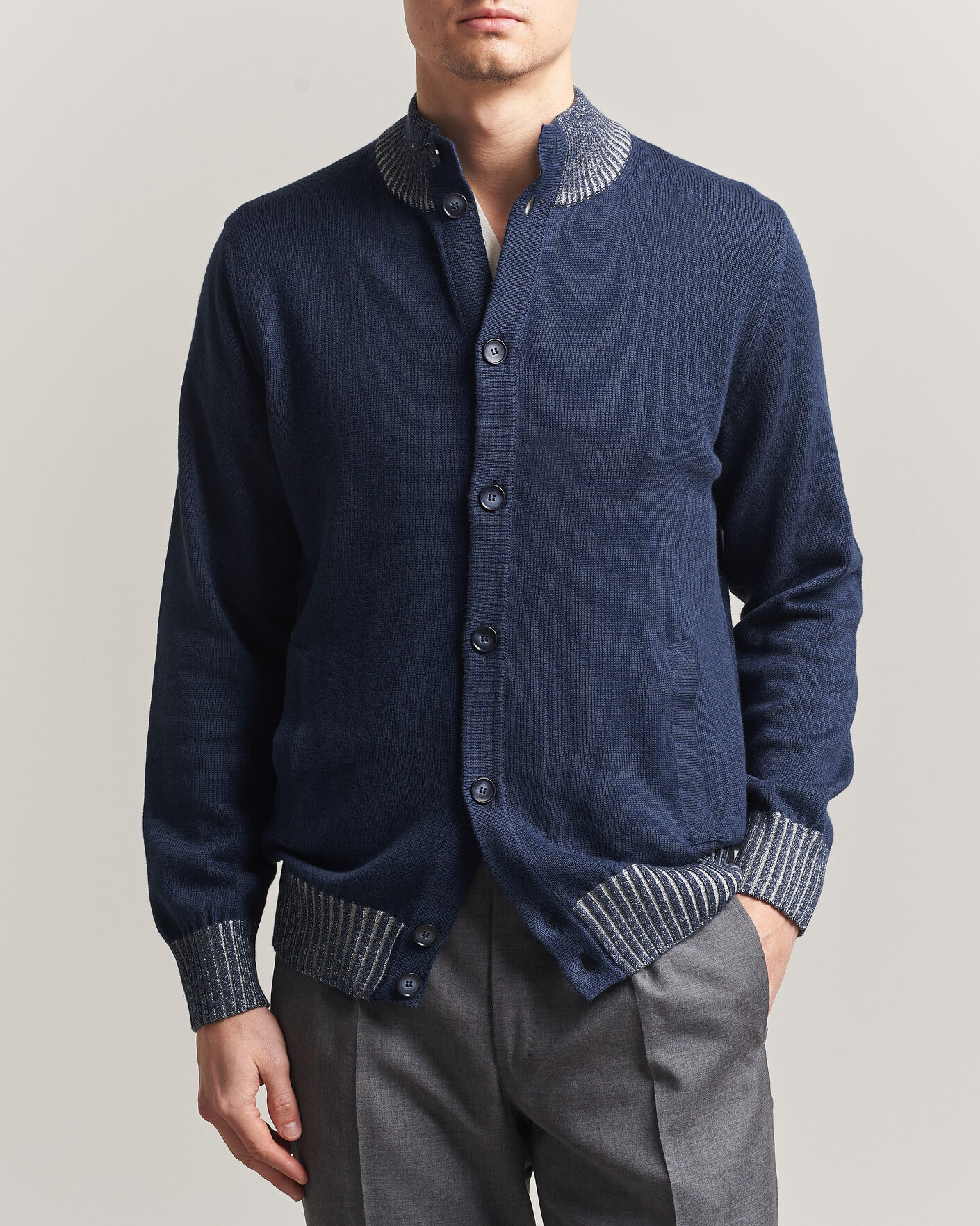 Uomini | Maglieria | Morgano | Cotton/Cashmere Knitted Cardigan Navy