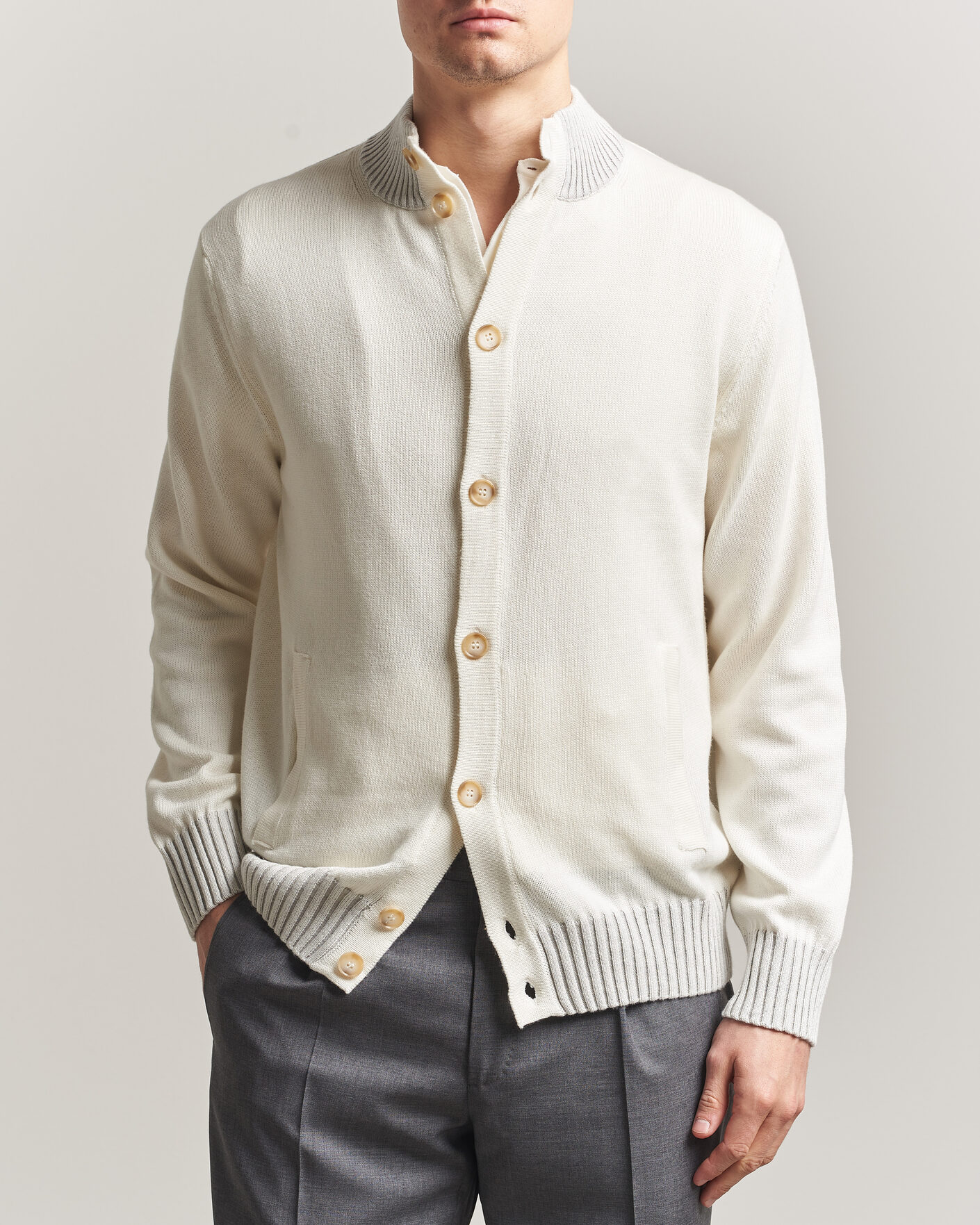 Uomini | Maglieria | Morgano | Cotton/Cashmere Knitted Cardigan Cream