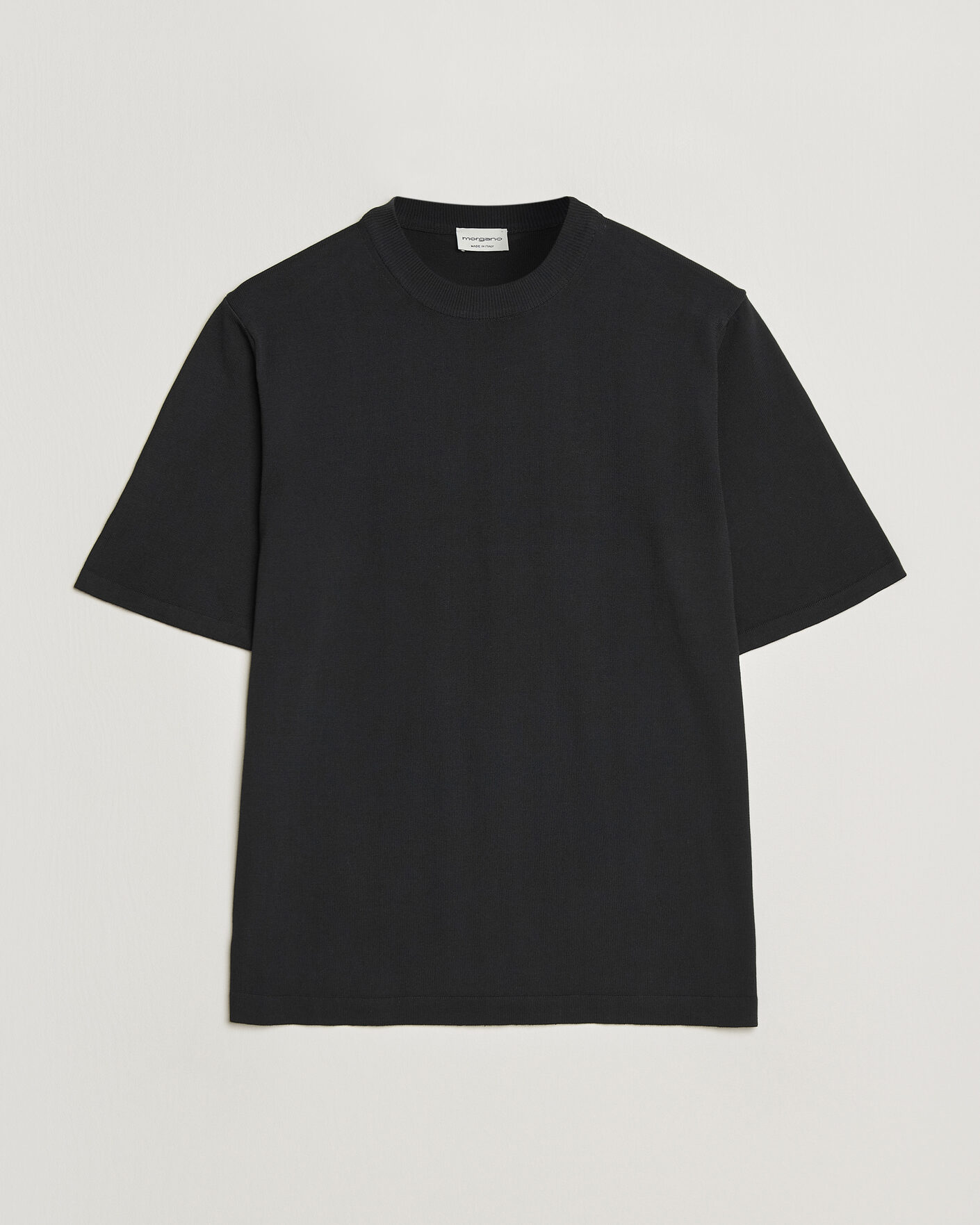 Uomini | T-shirt | Morgano | Knitted Cotton Crepe T-Shirt Black