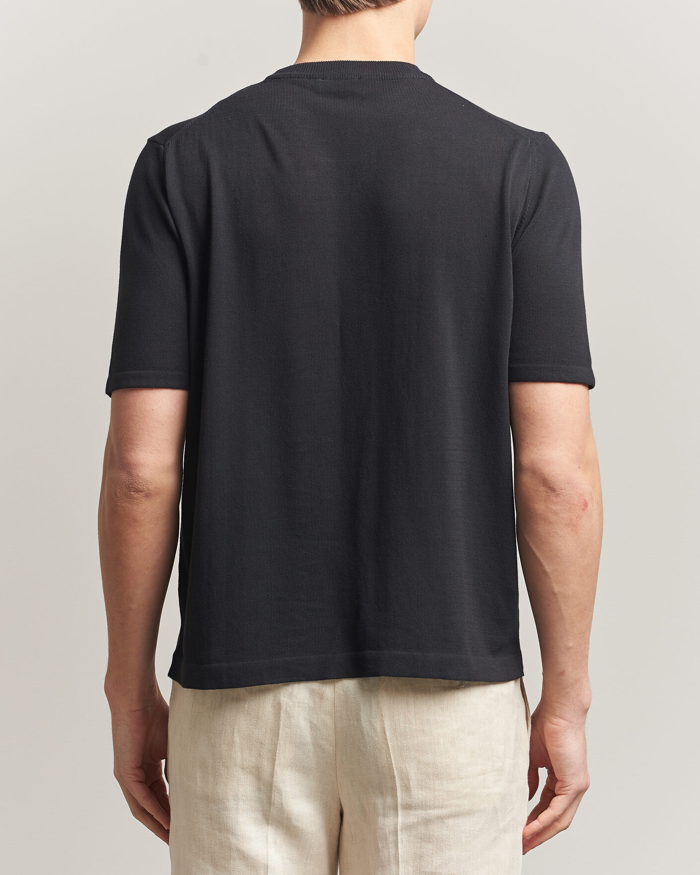 Uomini | T-shirt | Morgano | Knitted Cotton Crepe T-Shirt Black