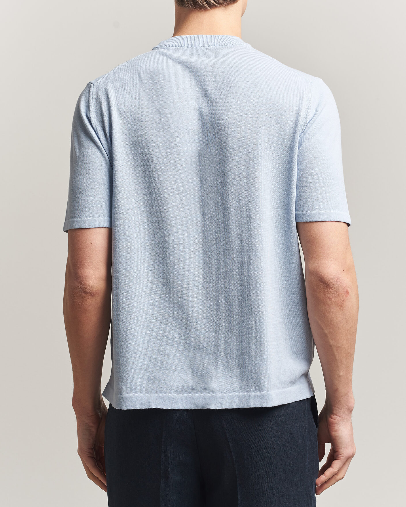 Uomini | T-shirt | Morgano | Knitted Cotton Crepe T-Shirt Light Blue