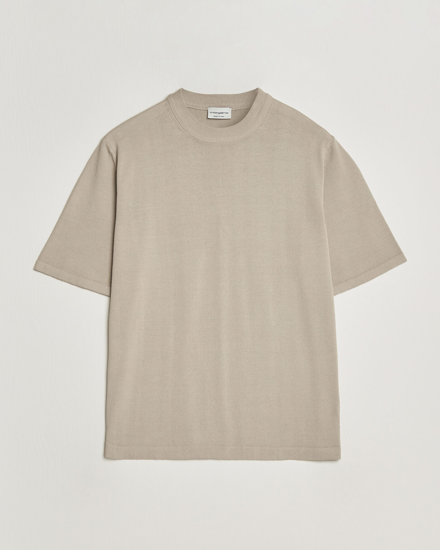 Uomini | T-shirt | Morgano | Knitted Cotton Crepe T-Shirt Beige