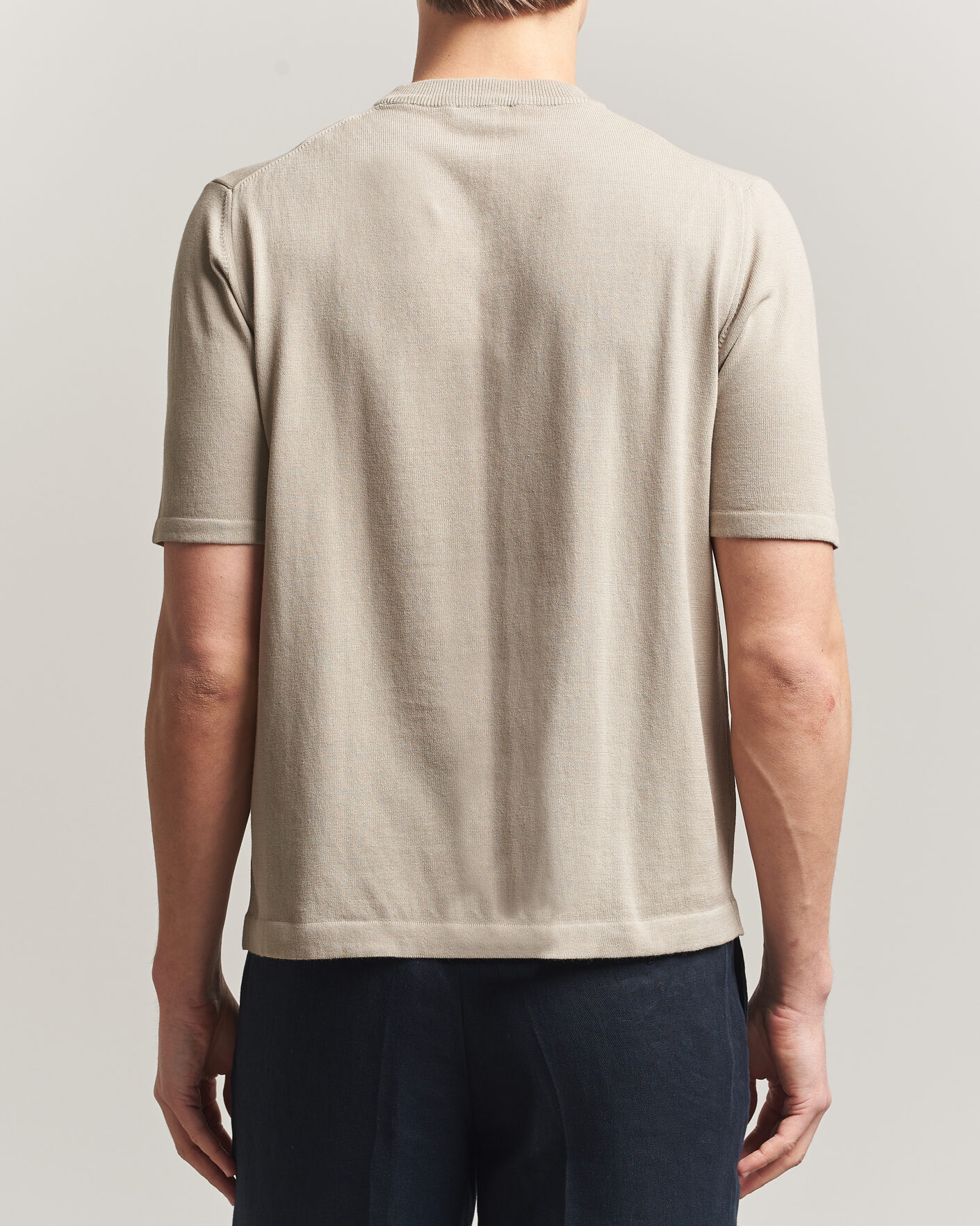 Uomini | T-shirt | Morgano | Knitted Cotton Crepe T-Shirt Beige
