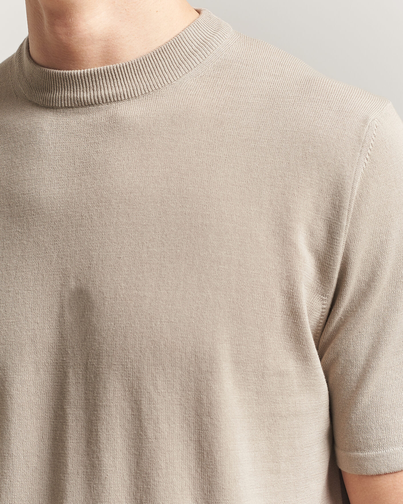 Uomini | T-shirt | Morgano | Knitted Cotton Crepe T-Shirt Beige