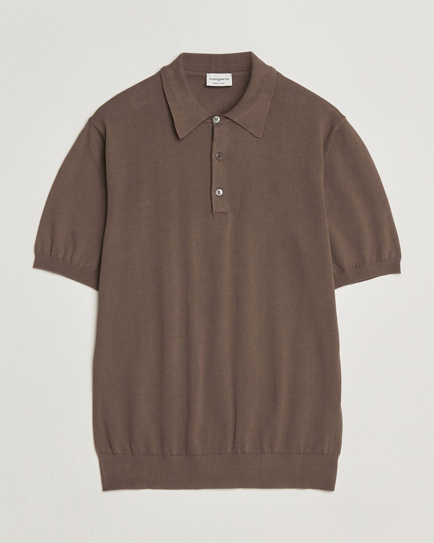 Uomini | Polo | Morgano | Knitted Cotton Crepe Polo Brown