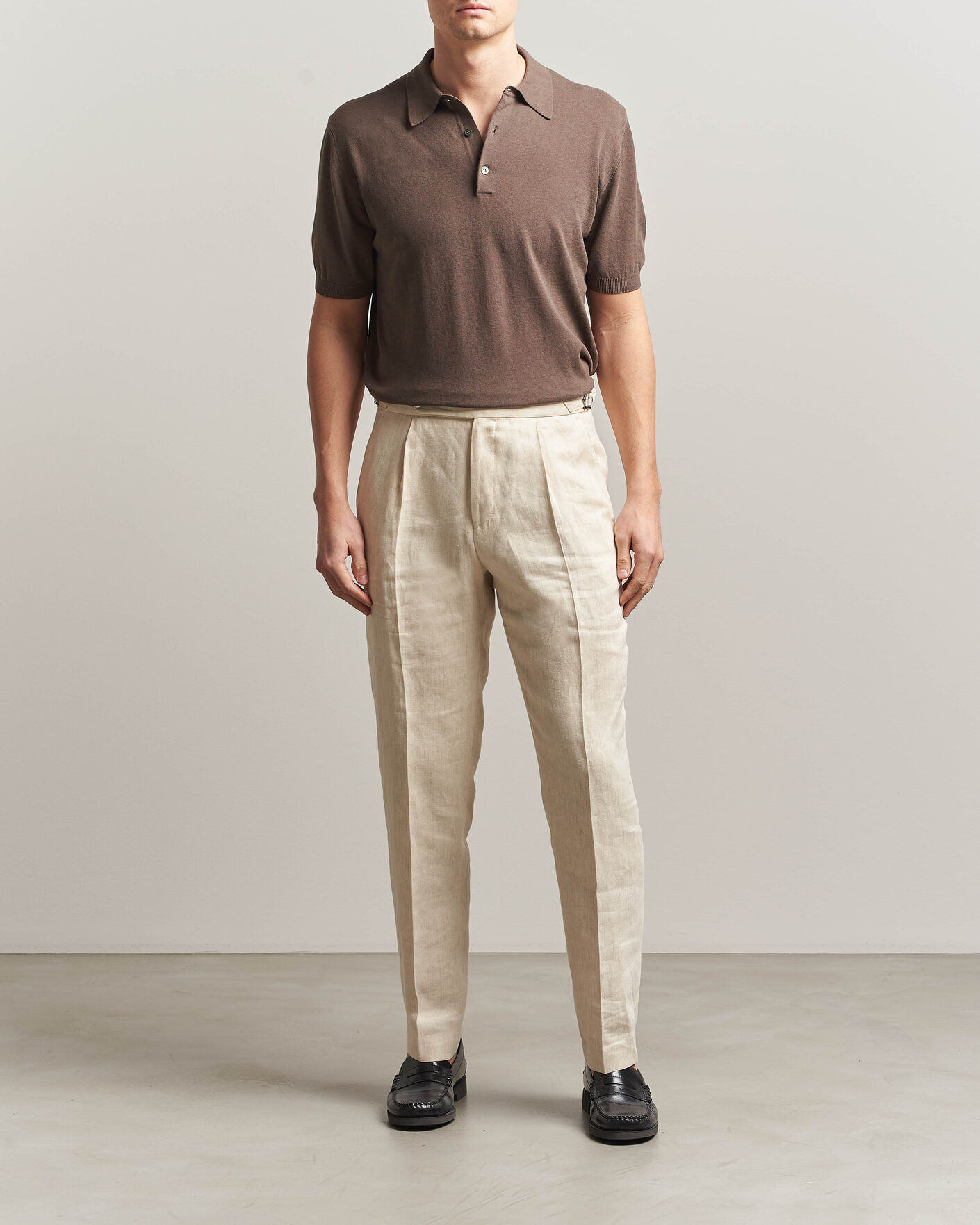 Uomini | Polo | Morgano | Knitted Cotton Crepe Polo Brown