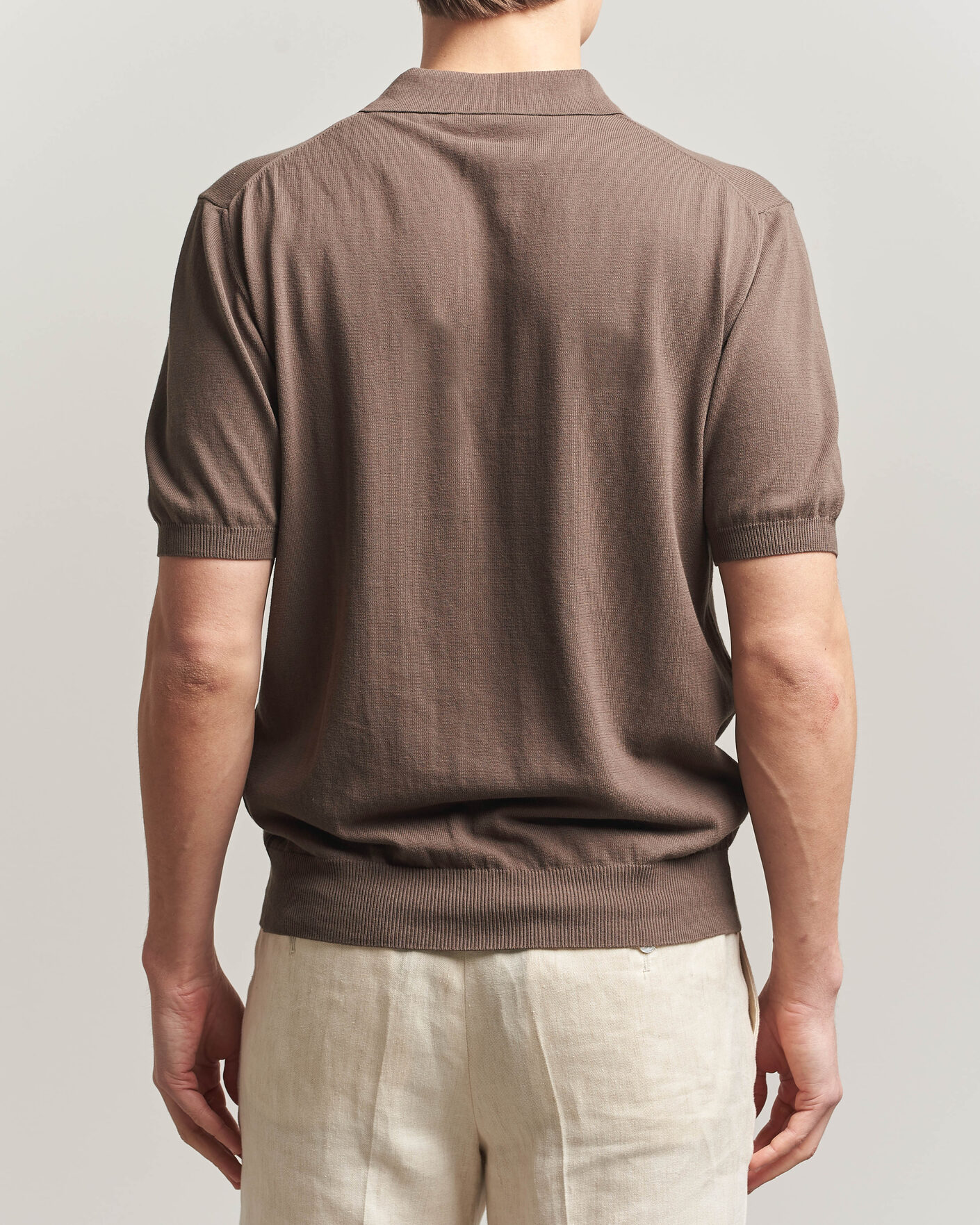 Uomini | Polo | Morgano | Knitted Cotton Crepe Polo Brown