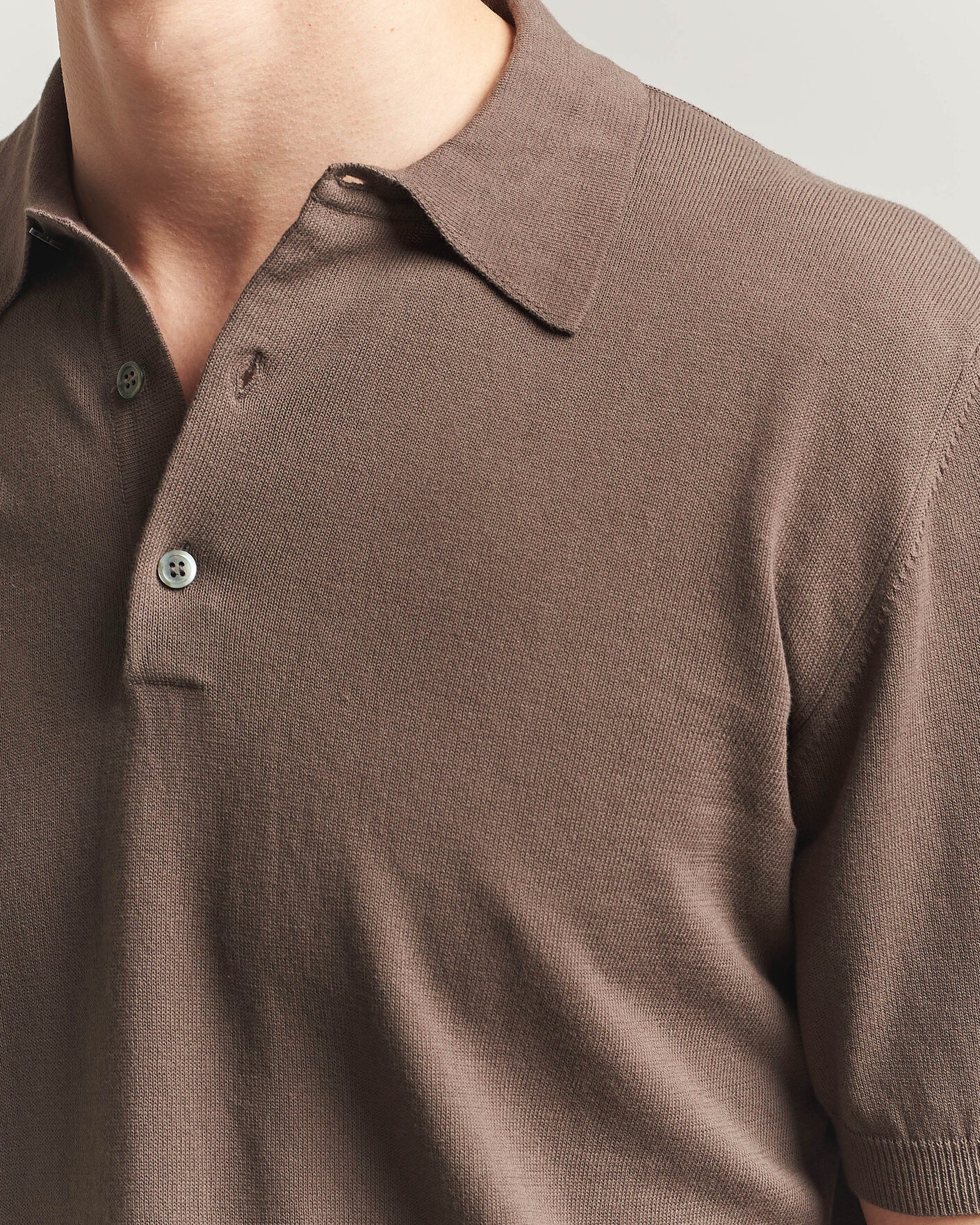 Uomini | Polo | Morgano | Knitted Cotton Crepe Polo Brown