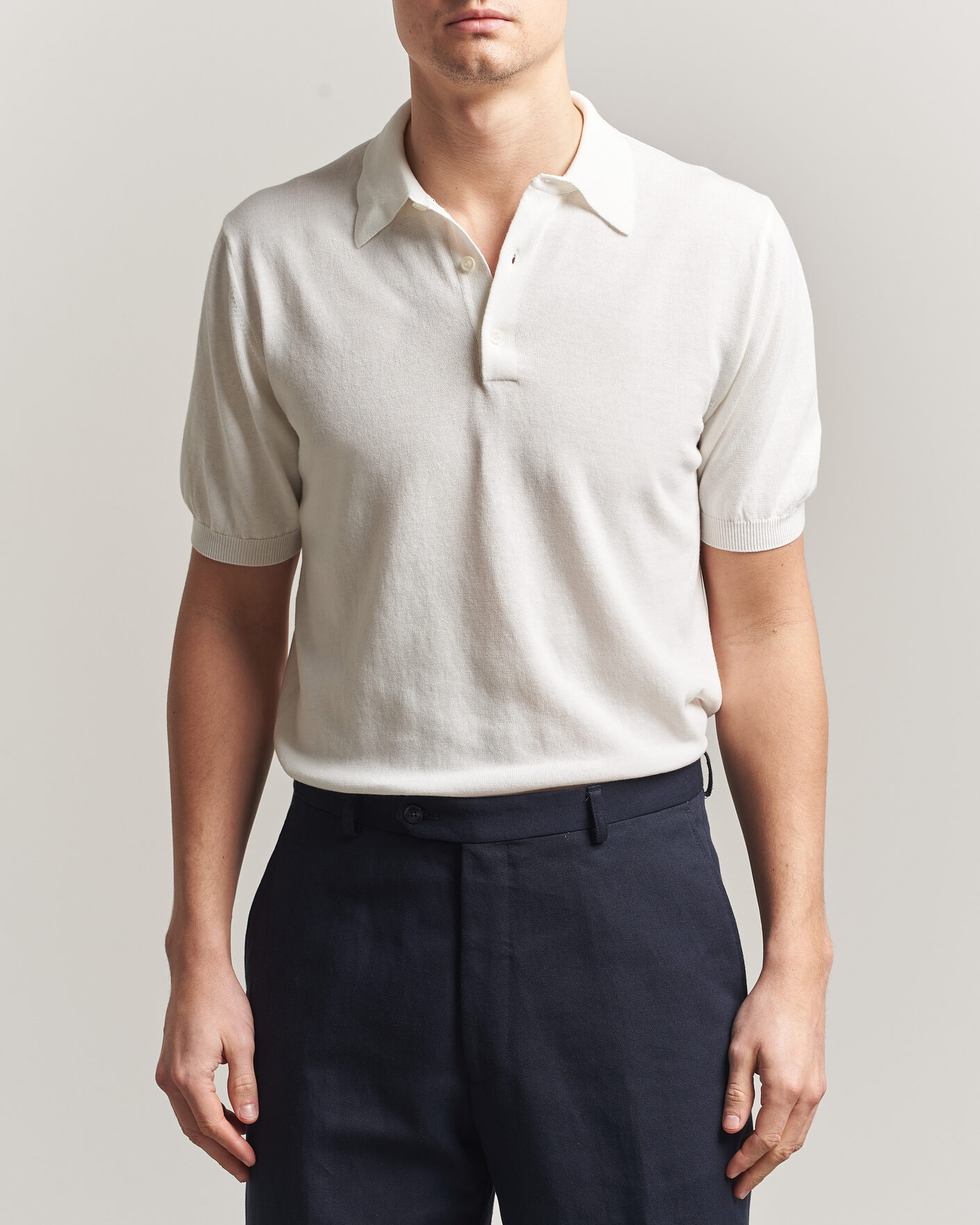 Uomini | Polo | Morgano | Knitted Cotton Crepe Polo Latte