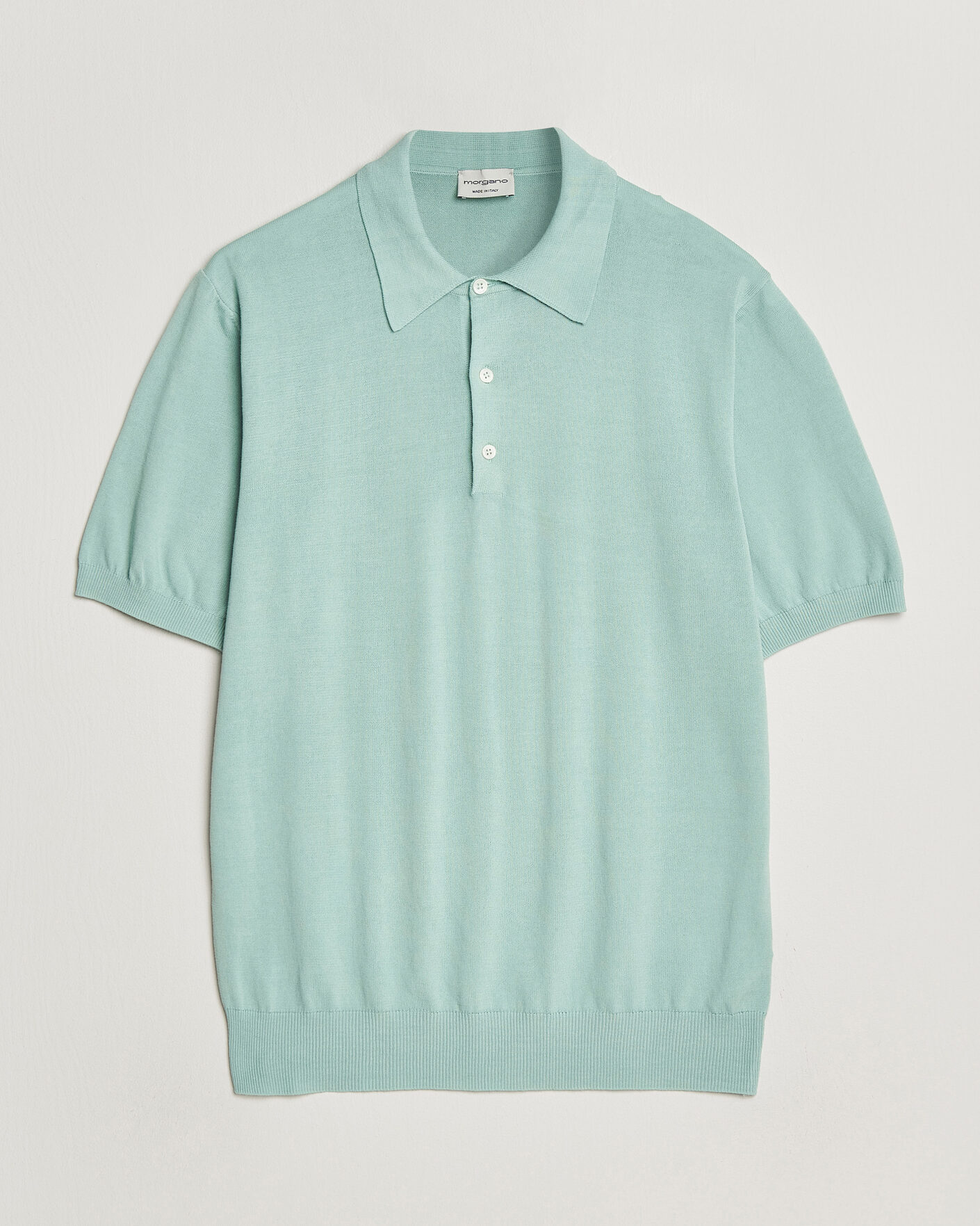 Uomini | Polo | Morgano | Knitted Cotton Crepe Polo Light Green