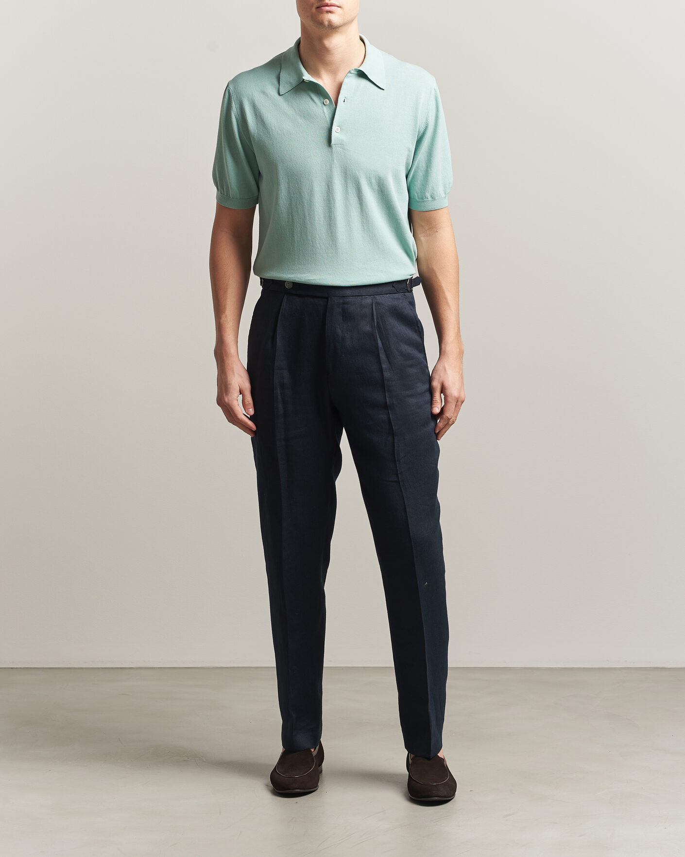 Uomini | Polo | Morgano | Knitted Cotton Crepe Polo Light Green