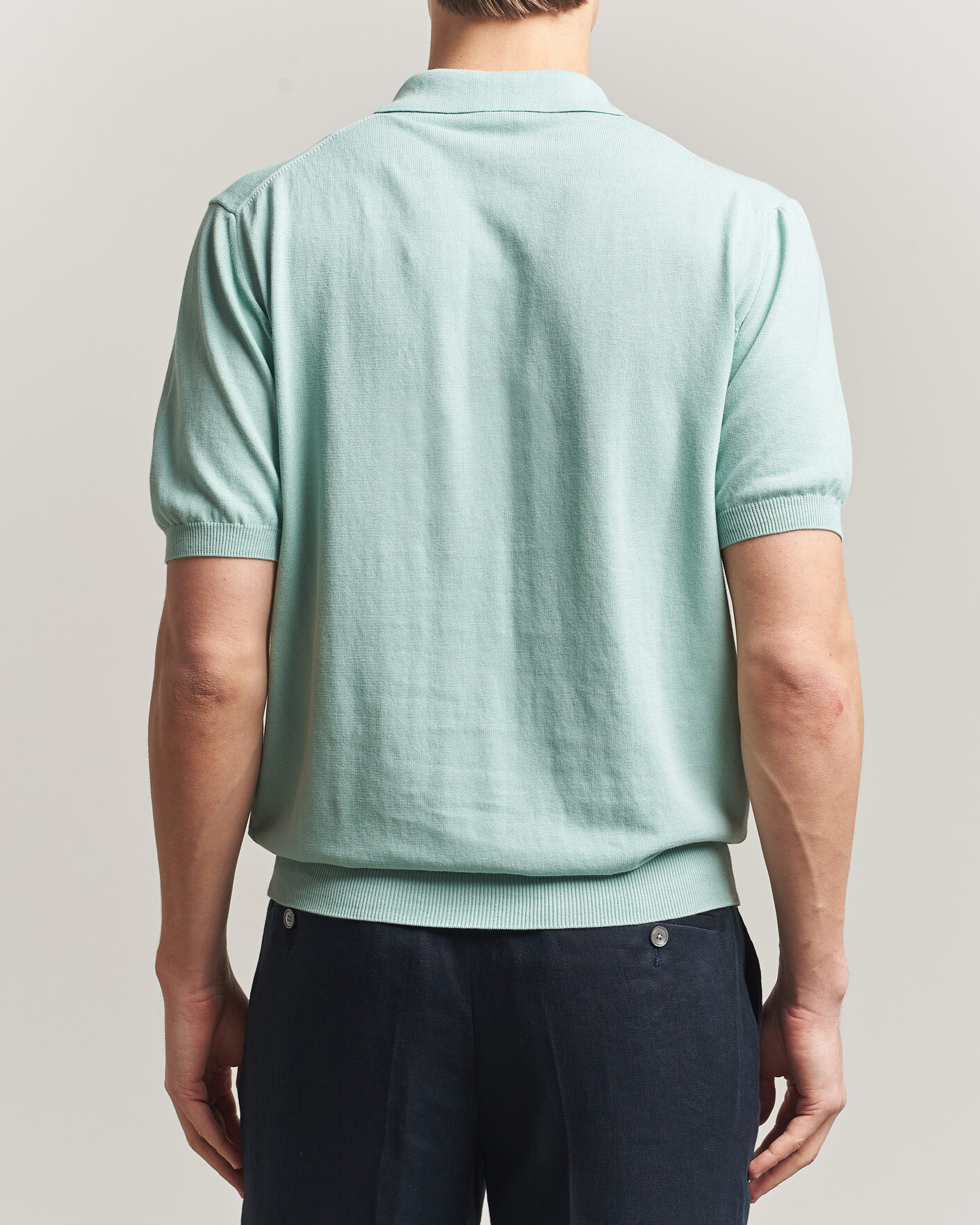 Uomini | Polo | Morgano | Knitted Cotton Crepe Polo Light Green
