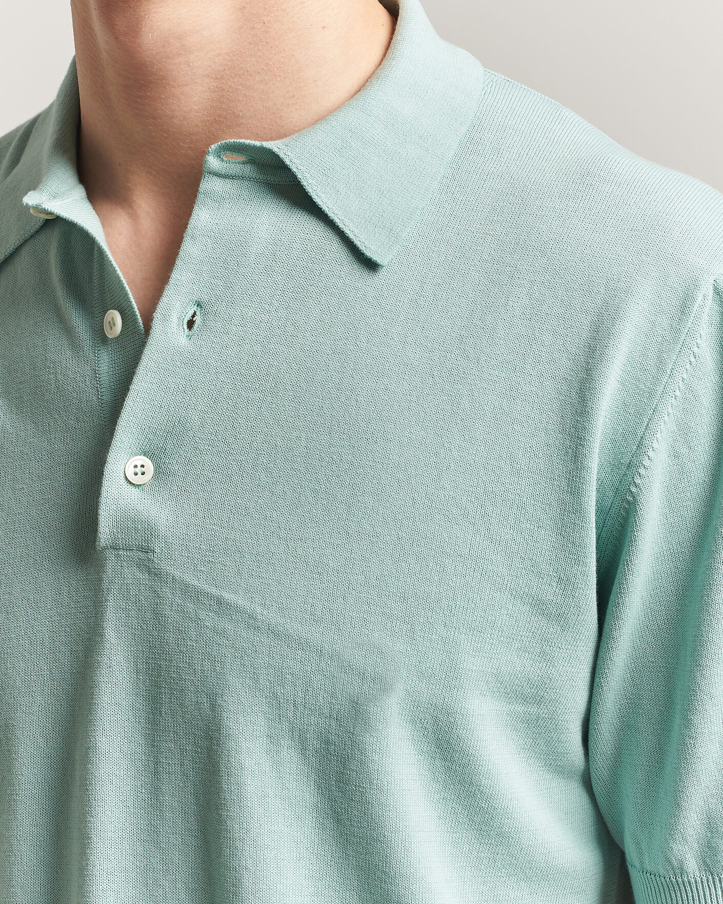 Uomini | Polo | Morgano | Knitted Cotton Crepe Polo Light Green