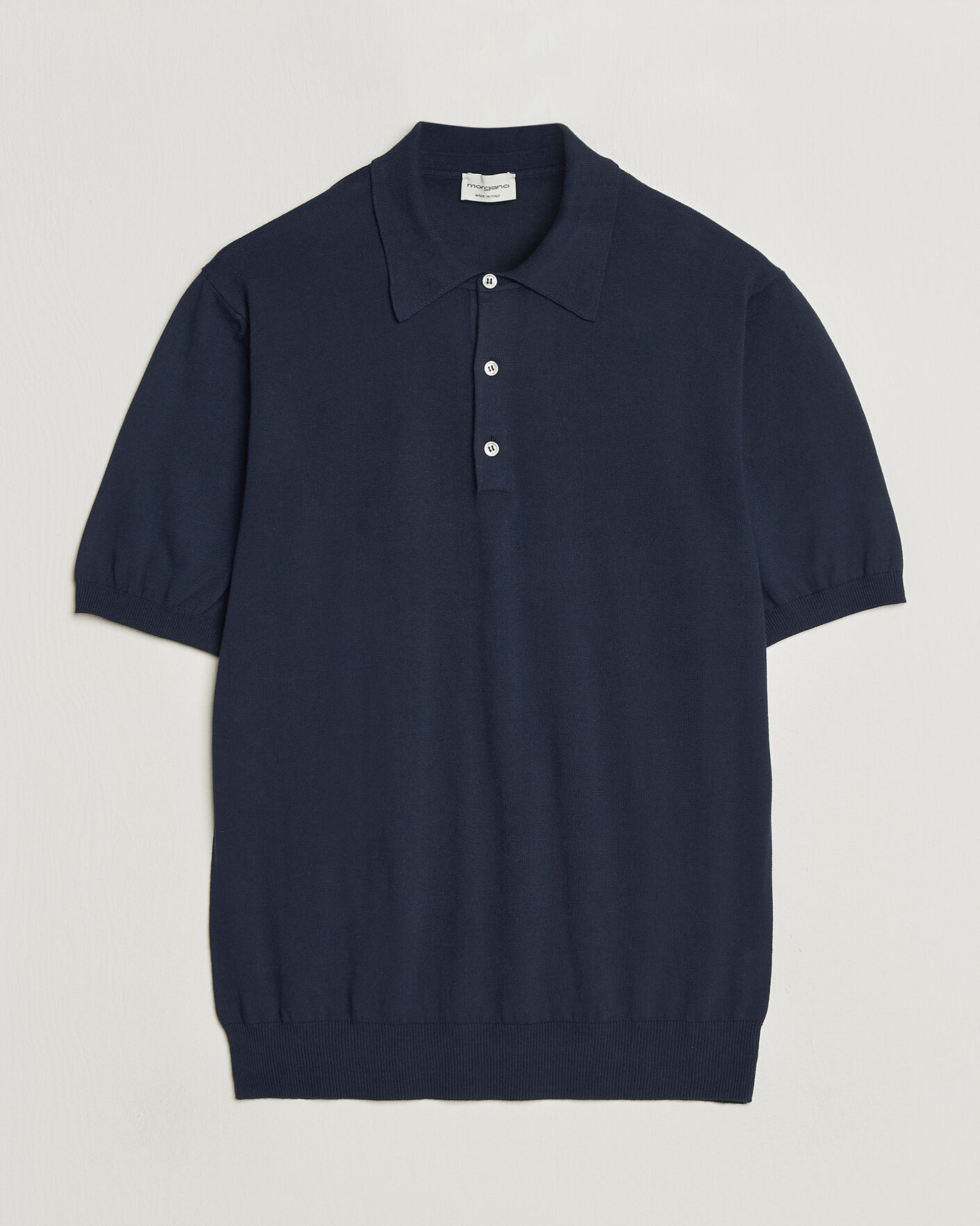 Uomini | Polo | Morgano | Knitted Cotton Crepe Polo Navy