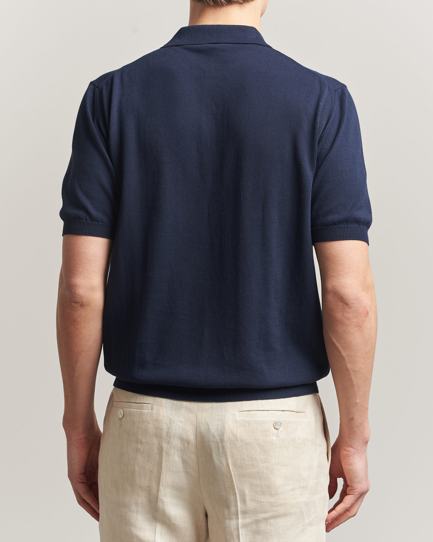 Uomini | Polo | Morgano | Knitted Cotton Crepe Polo Navy