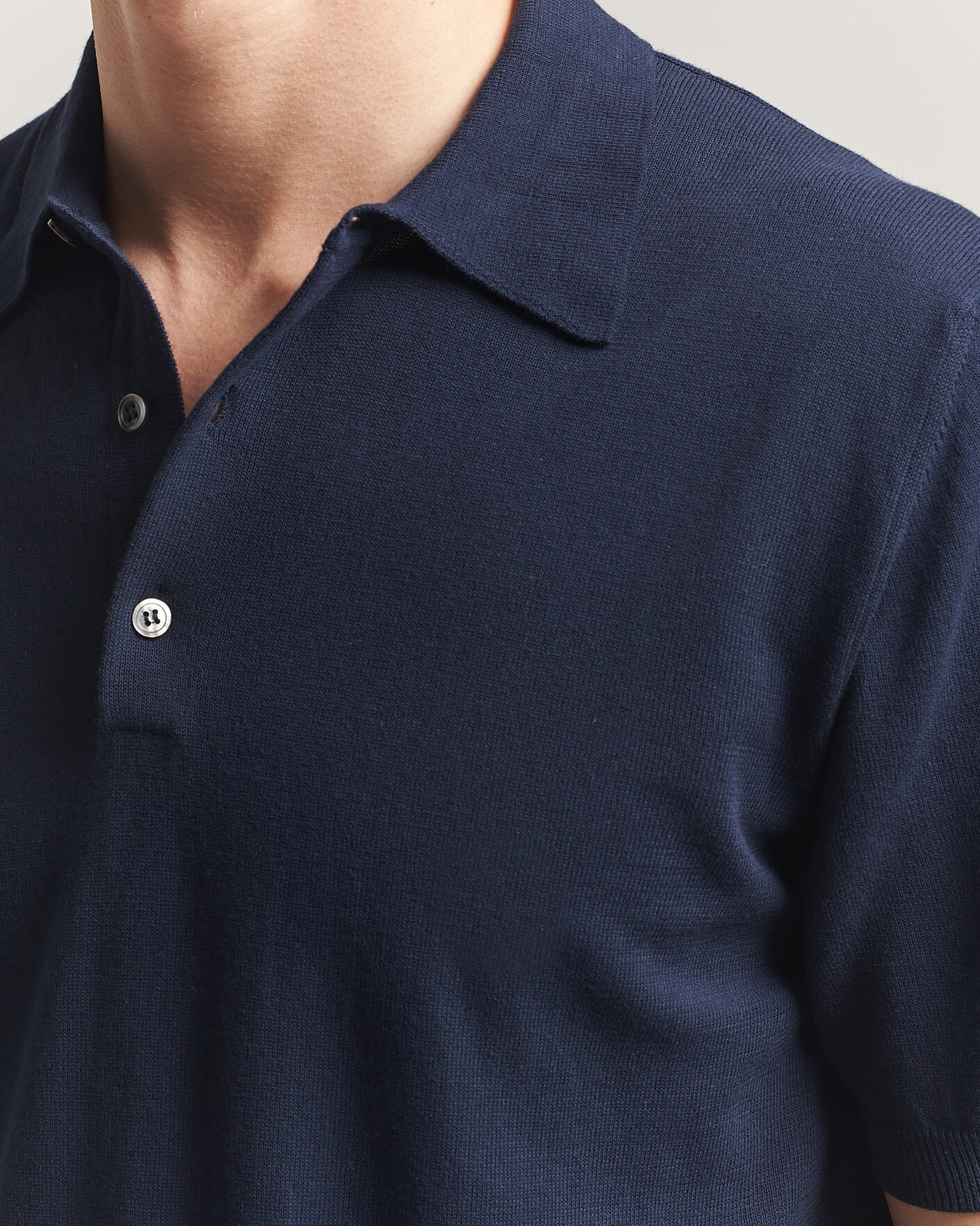 Uomini | Polo | Morgano | Knitted Cotton Crepe Polo Navy