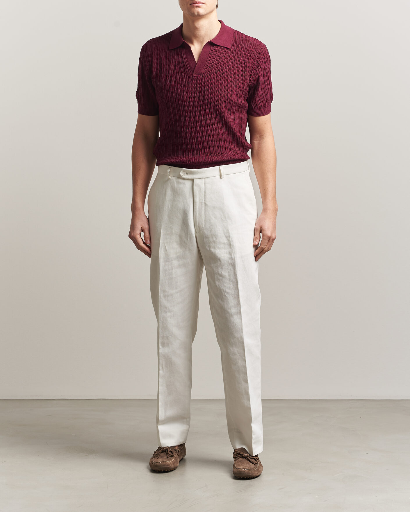 Uomini | Polo | Morgano | Structured Knitted Polo Burgundy