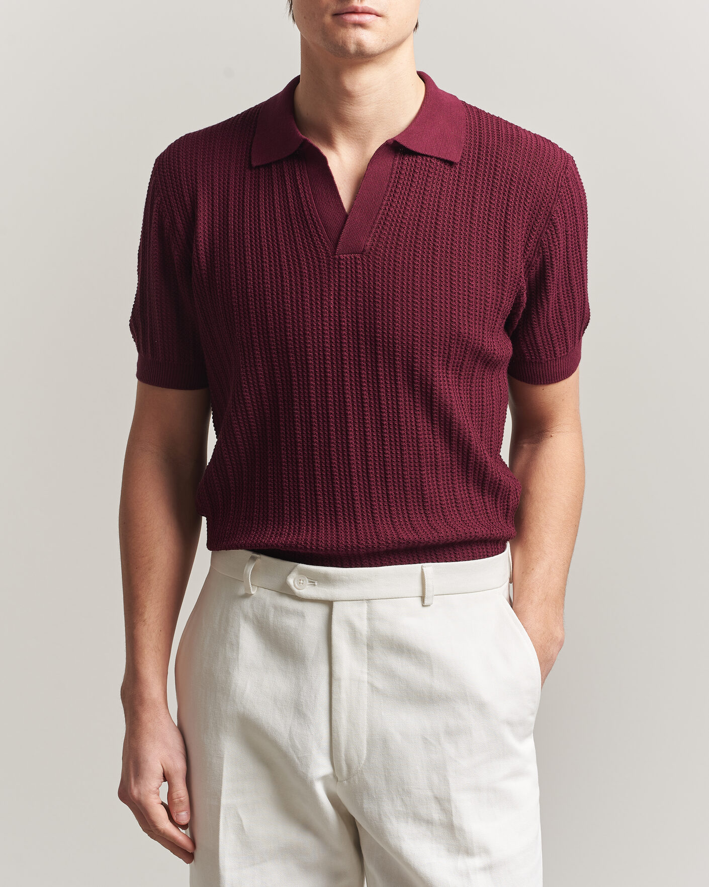 Uomini | Polo | Morgano | Structured Knitted Polo Burgundy