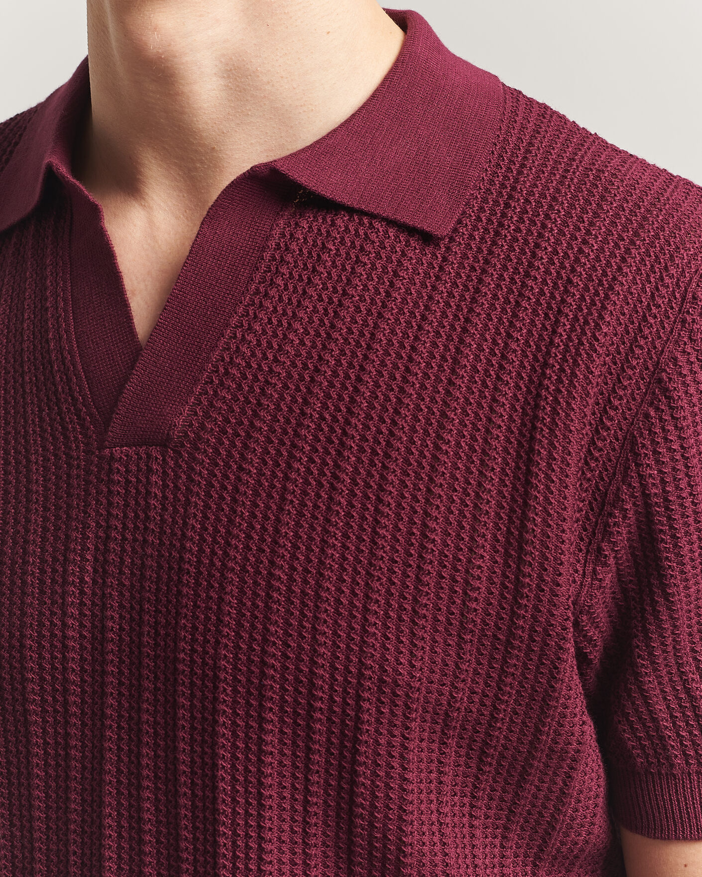 Uomini | Polo | Morgano | Structured Knitted Polo Burgundy