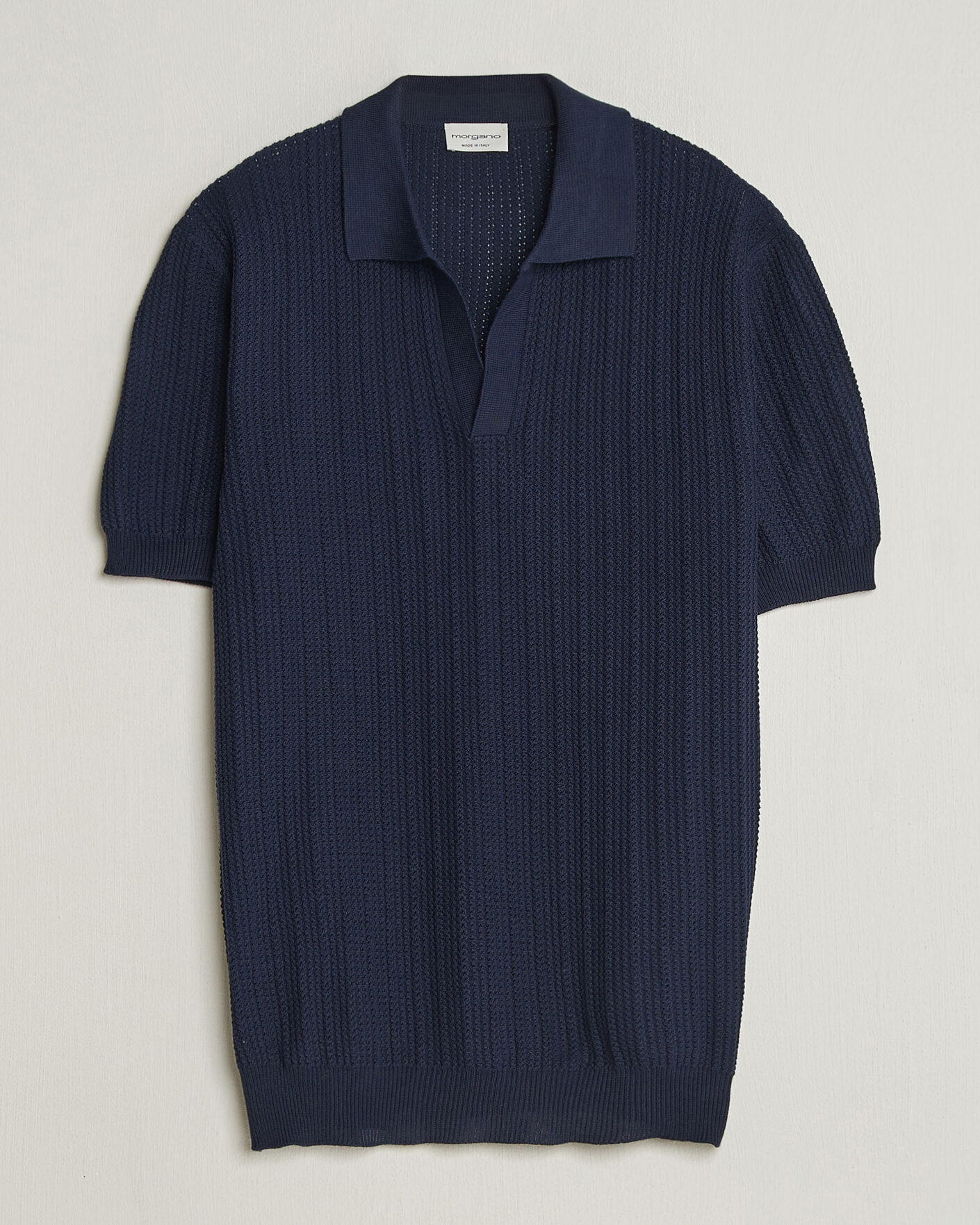 Uomini | Polo | Morgano | Structured Knitted Polo Navy