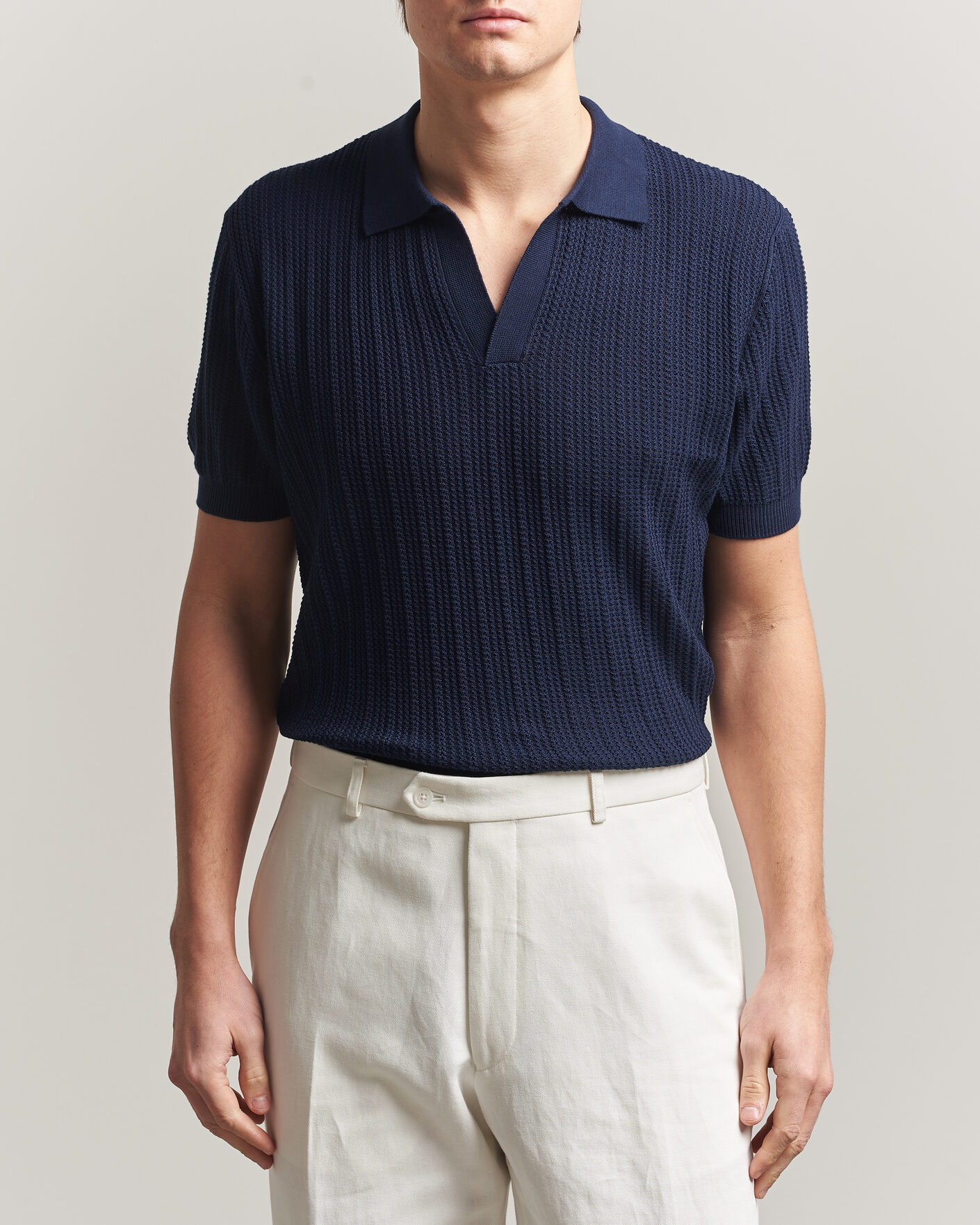 Uomini | Polo | Morgano | Structured Knitted Polo Navy